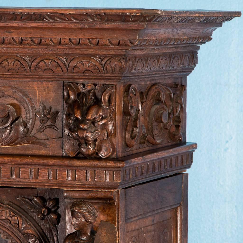 Antique 19th Century Carved American Renaissance Revival Oak Bookcase 3