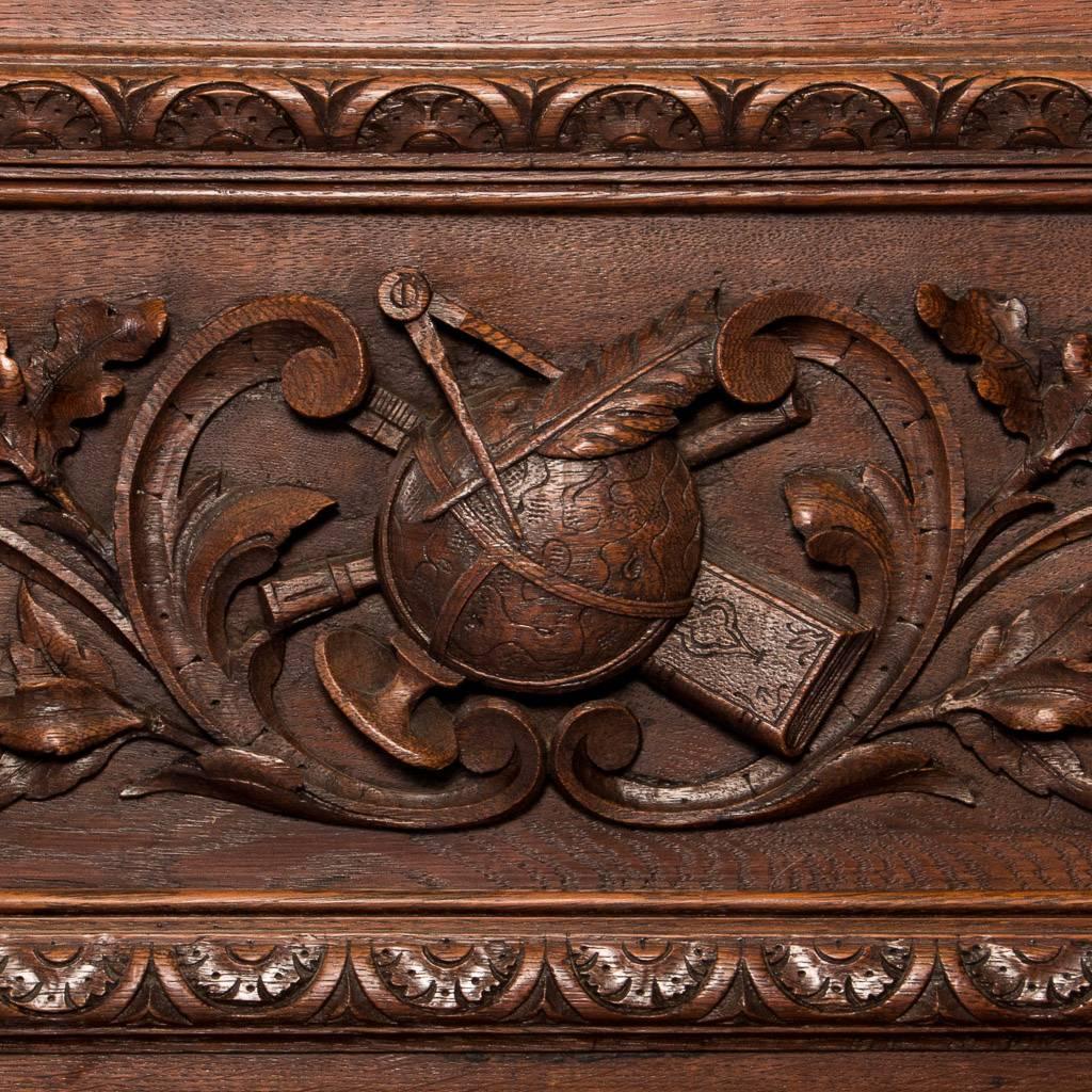 Antique 19th Century Carved American Renaissance Revival Oak Bookcase 4