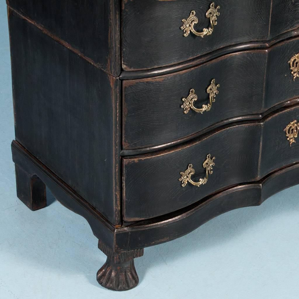 Antique 18th Century Danish Baroque Chest of Drawers with Black Paint 2