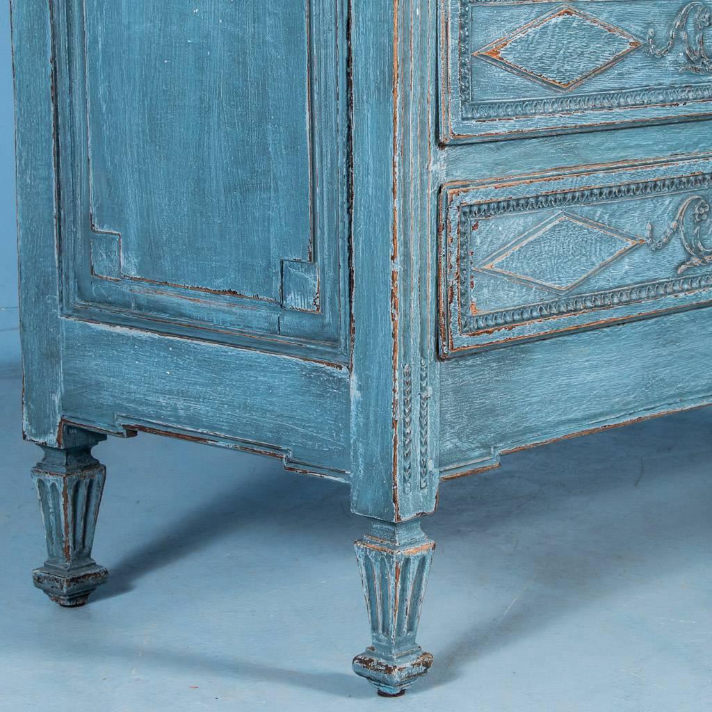Antique Early 19th Century French Louis XVI Chest of Drawers with Blue Paint 3