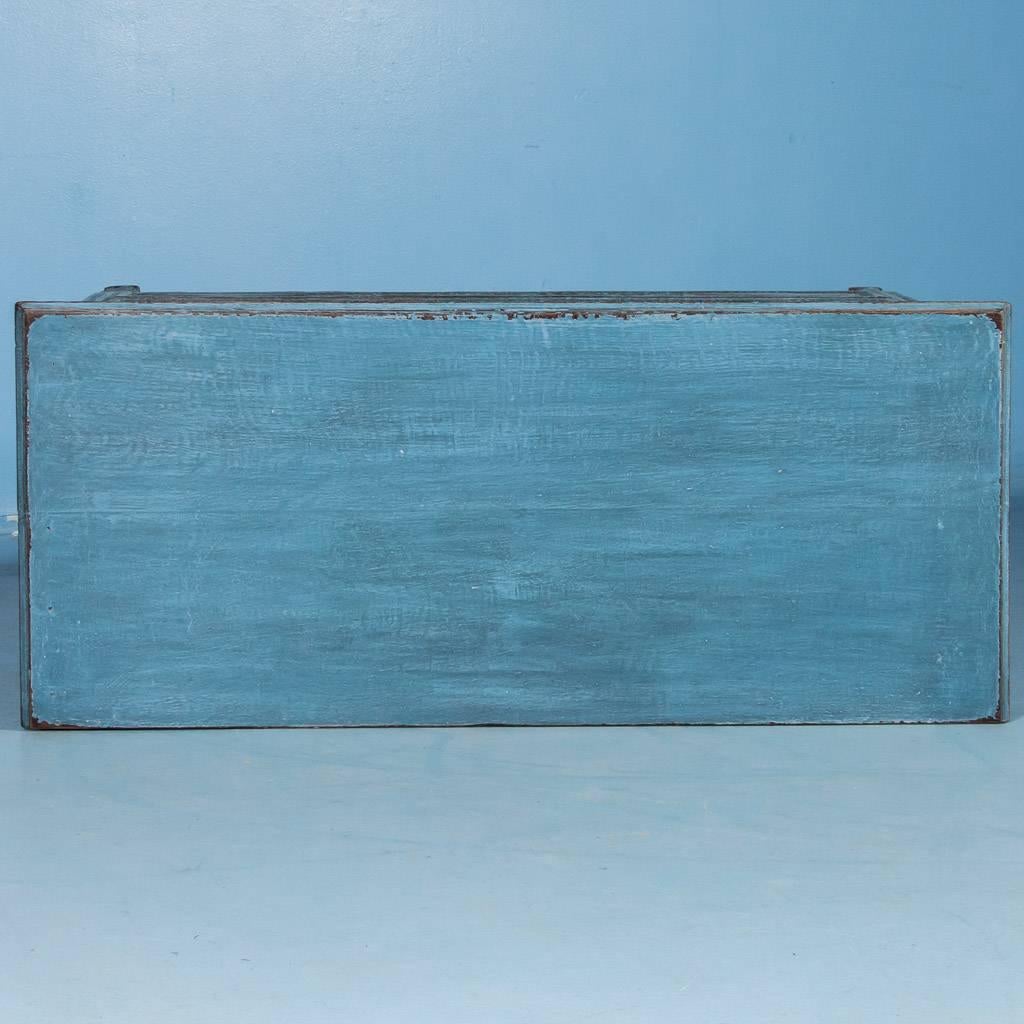 Antique Early 19th Century French Louis XVI Chest of Drawers with Blue Paint 5