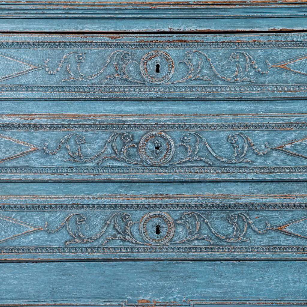 Antique Early 19th Century French Louis XVI Chest of Drawers with Blue Paint 1