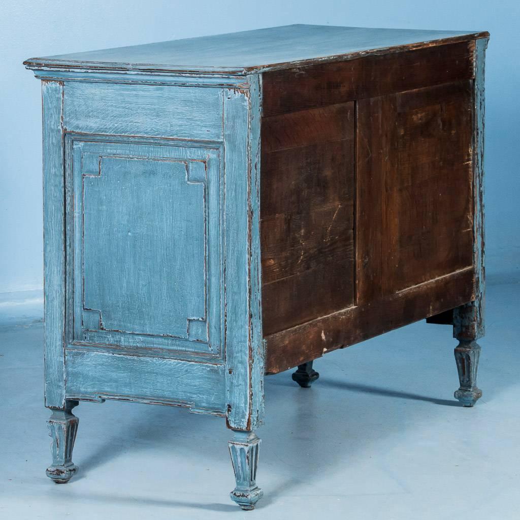 20th Century Antique Early 19th Century French Louis XVI Chest of Drawers with Blue Paint