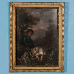 Pair of Antique 19th Century French Oil Paintings of Hunting Scenes on Panel