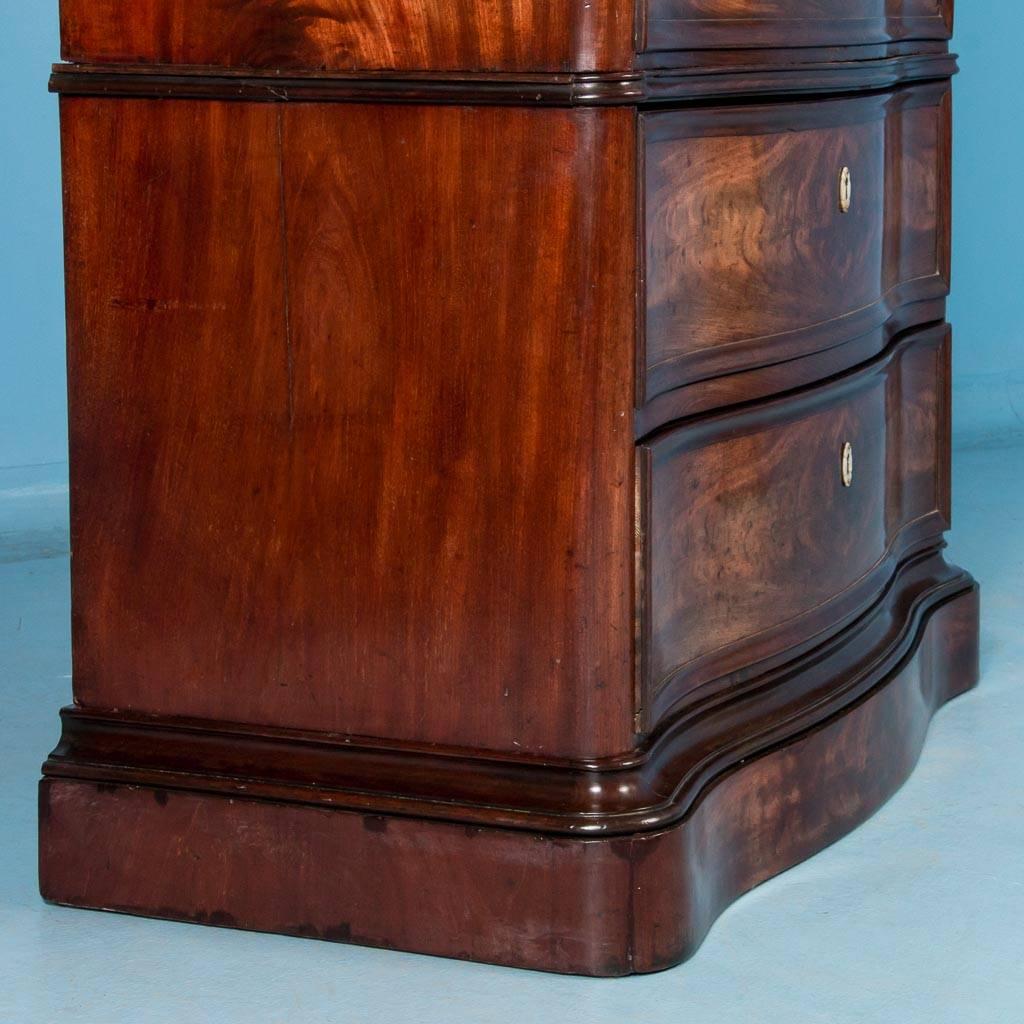 Antique 19th Century Danish Flame Mahogany Highboy with Serpantine Front 6