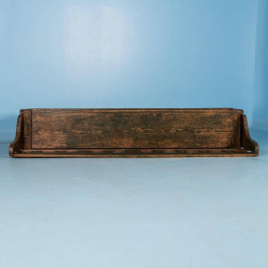 Antique 19th Century Hungarian Storage Bench with Original Green Paint 2