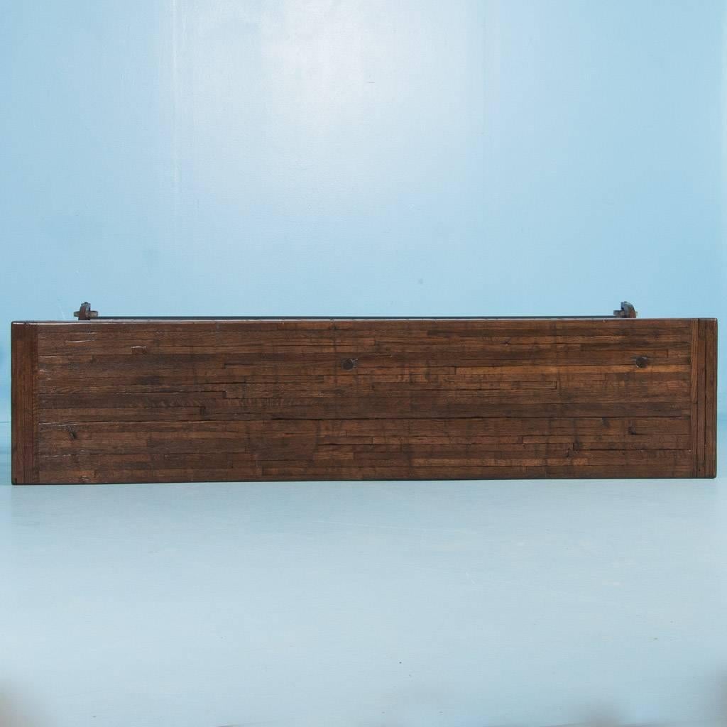 American Made Industrial Console Table with Reclaimed Oak Top and Cast Iron Legs In Excellent Condition In Round Top, TX