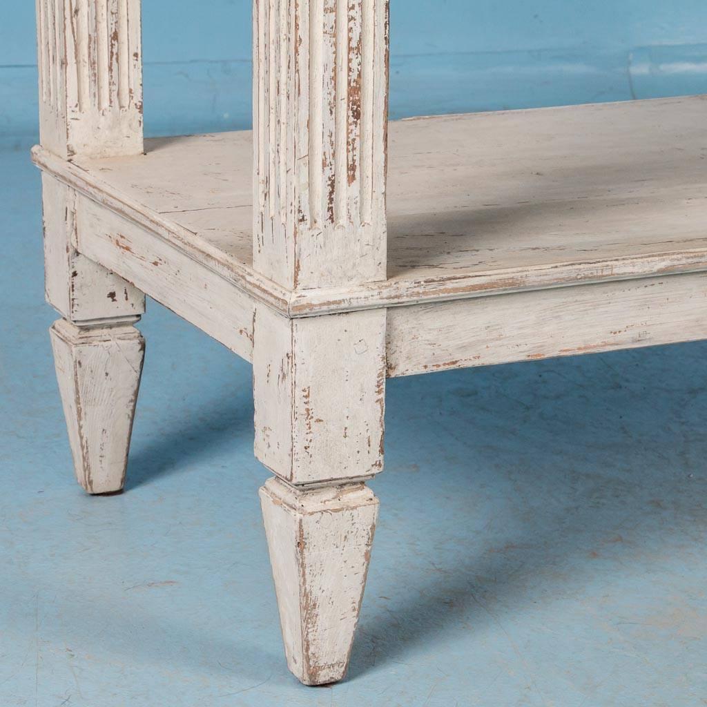 Antique 19th Century Swedish Gustavian Console Table with Light Gray Paint 3