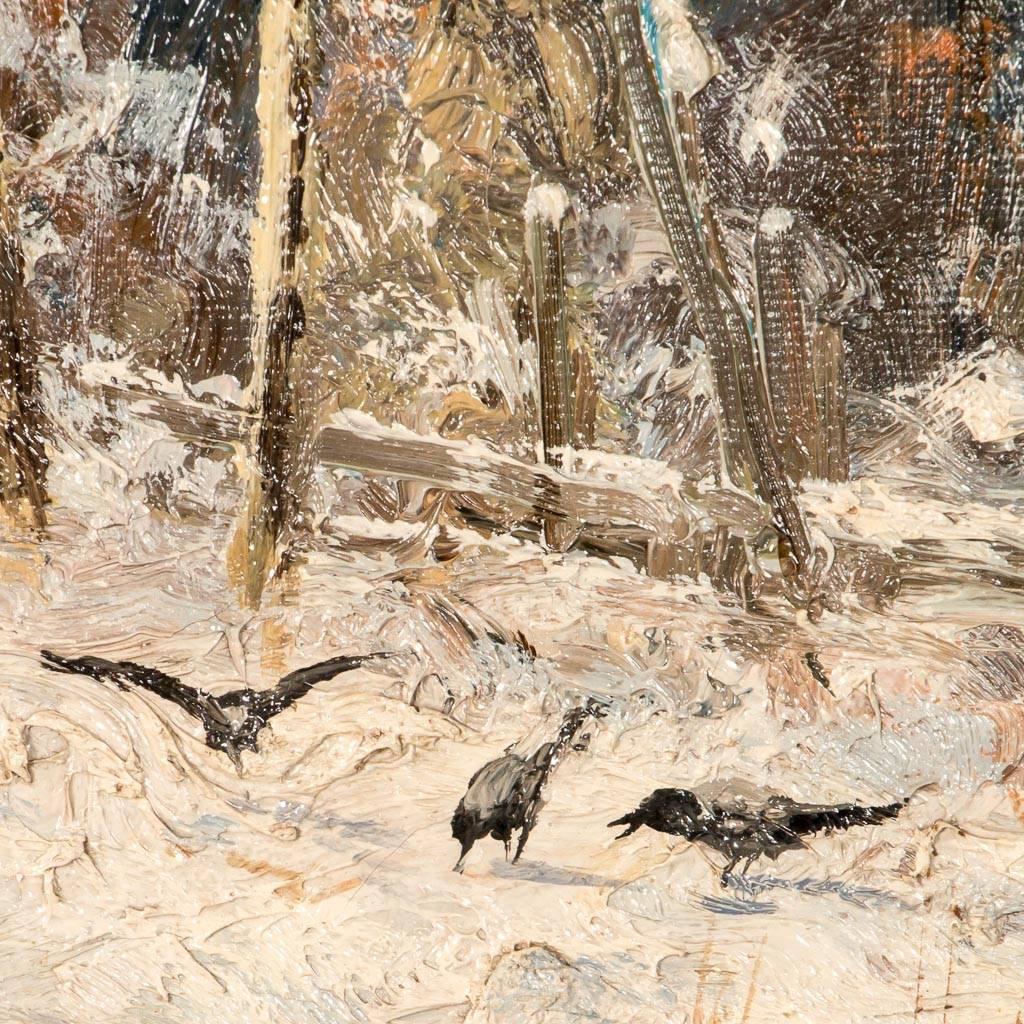 20th Century Original Winter Landscape Oil Painting Signed Jens Chr. Bennedsen