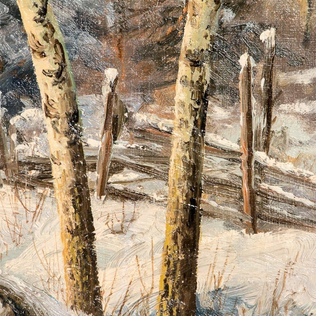 Original Winter Landscape Oil Painting Signed Jens Chr. Bennedsen 1