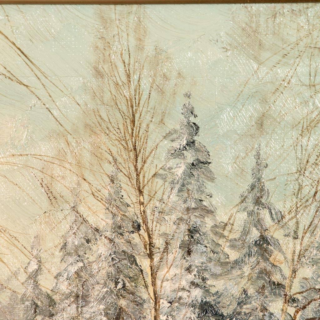 Original Winter Landscape Oil Painting Signed Jens Chr. Bennedsen 2