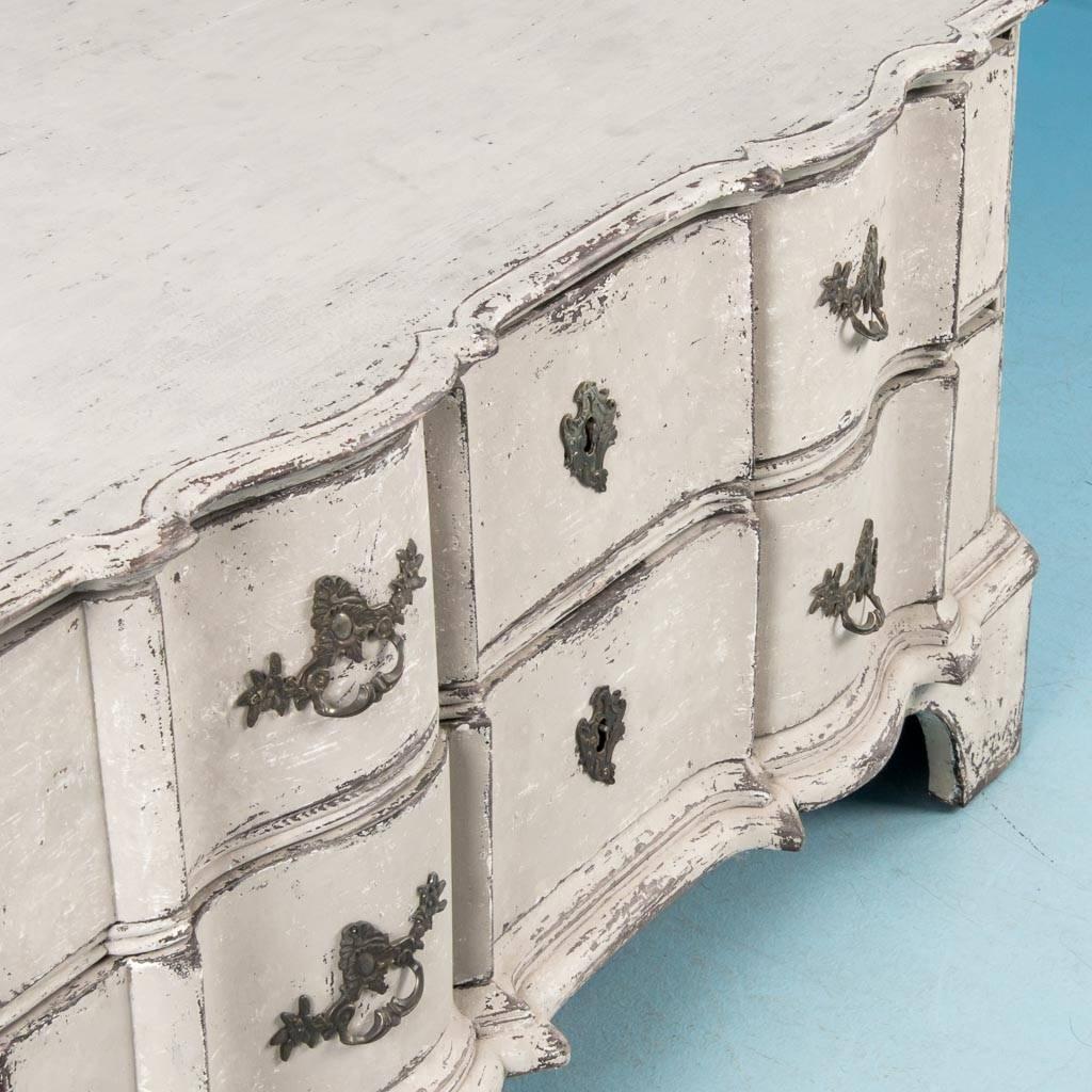 Antique 18th Century, Danish Baroque Chest of Drawers Painted White 3