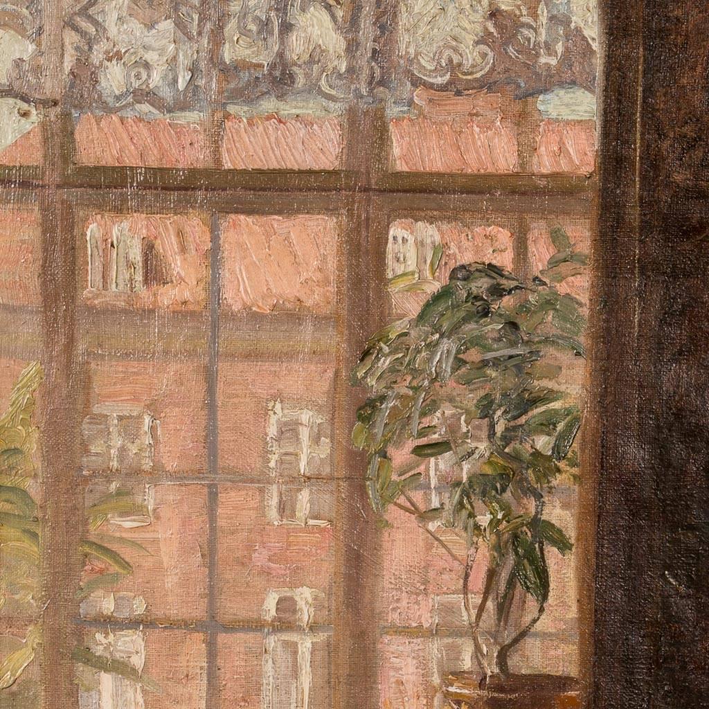 Antique Original Danish Interior Oil Painting, Signed Gerhart Blom 1