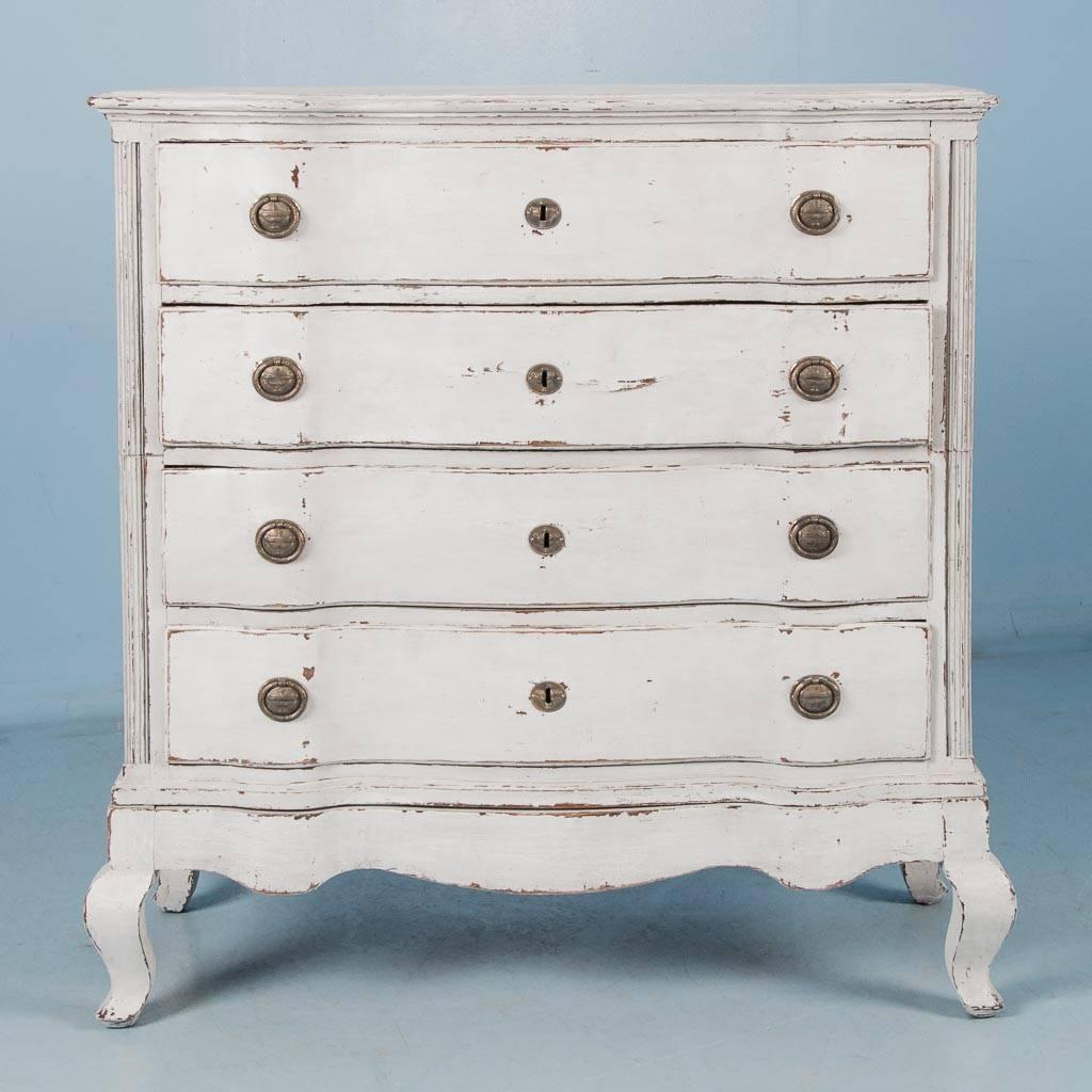 Antique 18th Century Danish Chest of Drawers with Light Gray Paint In Good Condition In Round Top, TX
