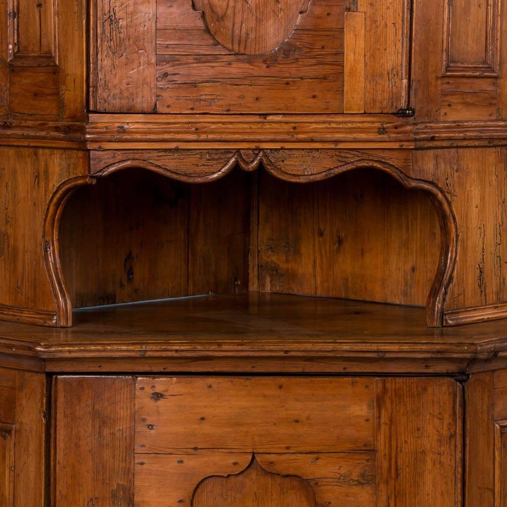 Antique 19th Century Swedish Country Pine Corner Cabinet 2