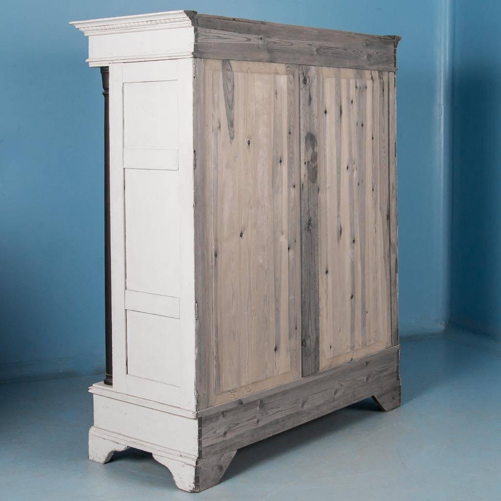 Antique 19th Century Danish White Painted Biedermeier Armoire In Good Condition In Round Top, TX
