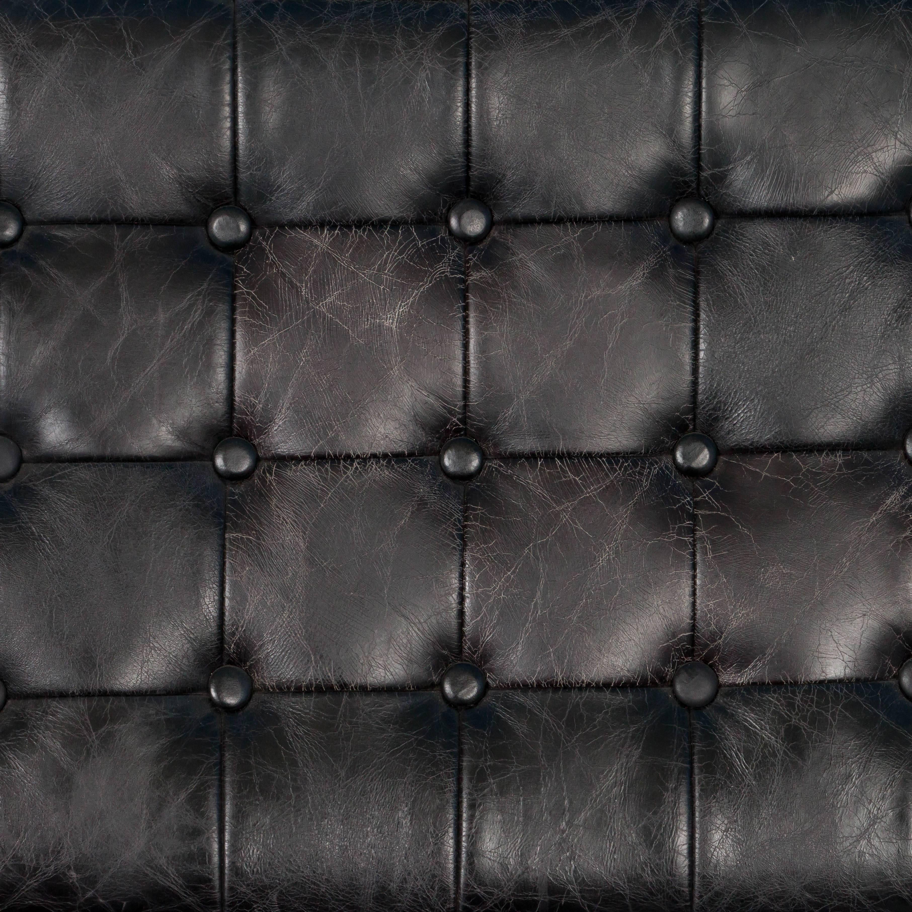 Black Leather Barcelona Style Chair with Chrome Legs 2