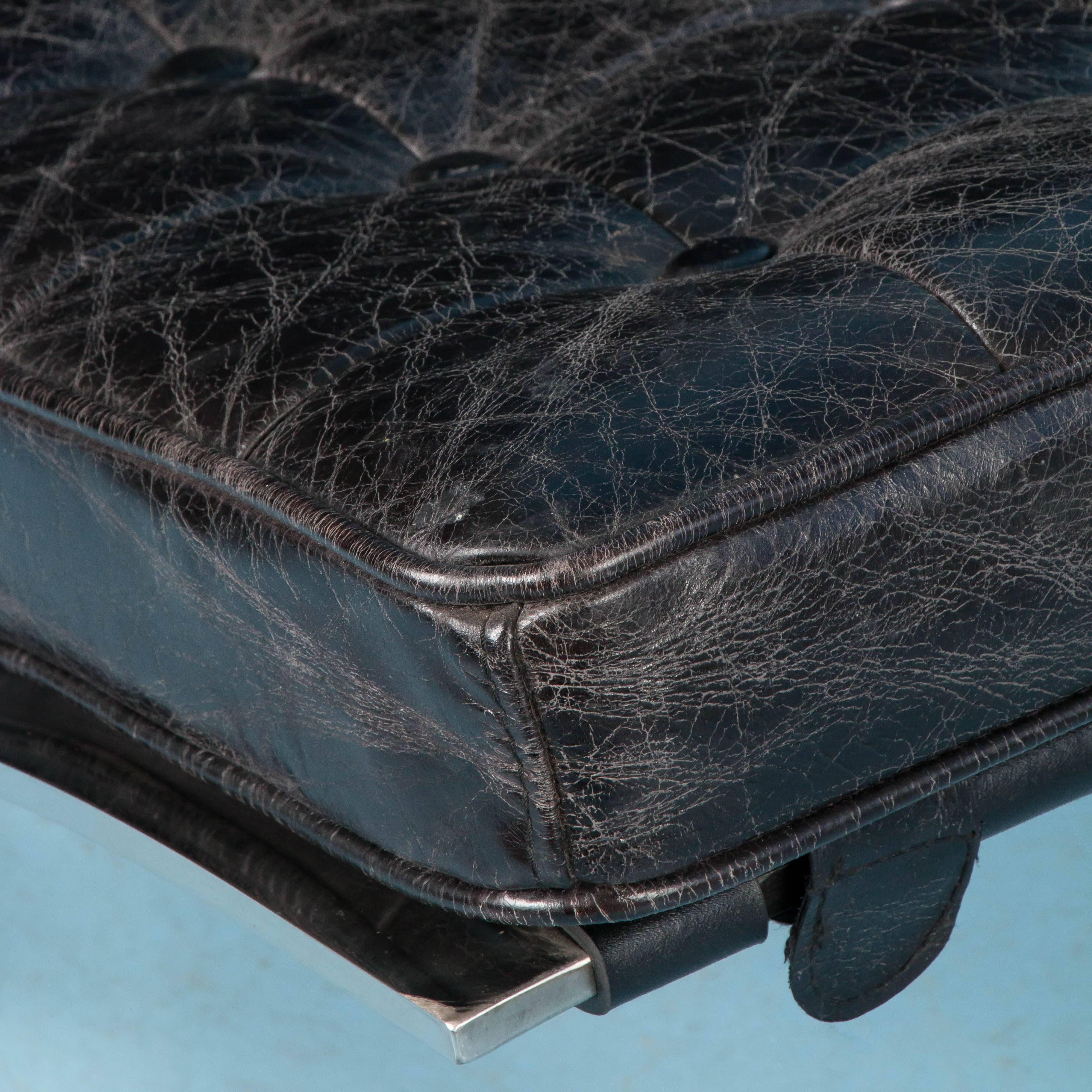 Black Leather Barcelona Style Chair with Chrome Legs 3