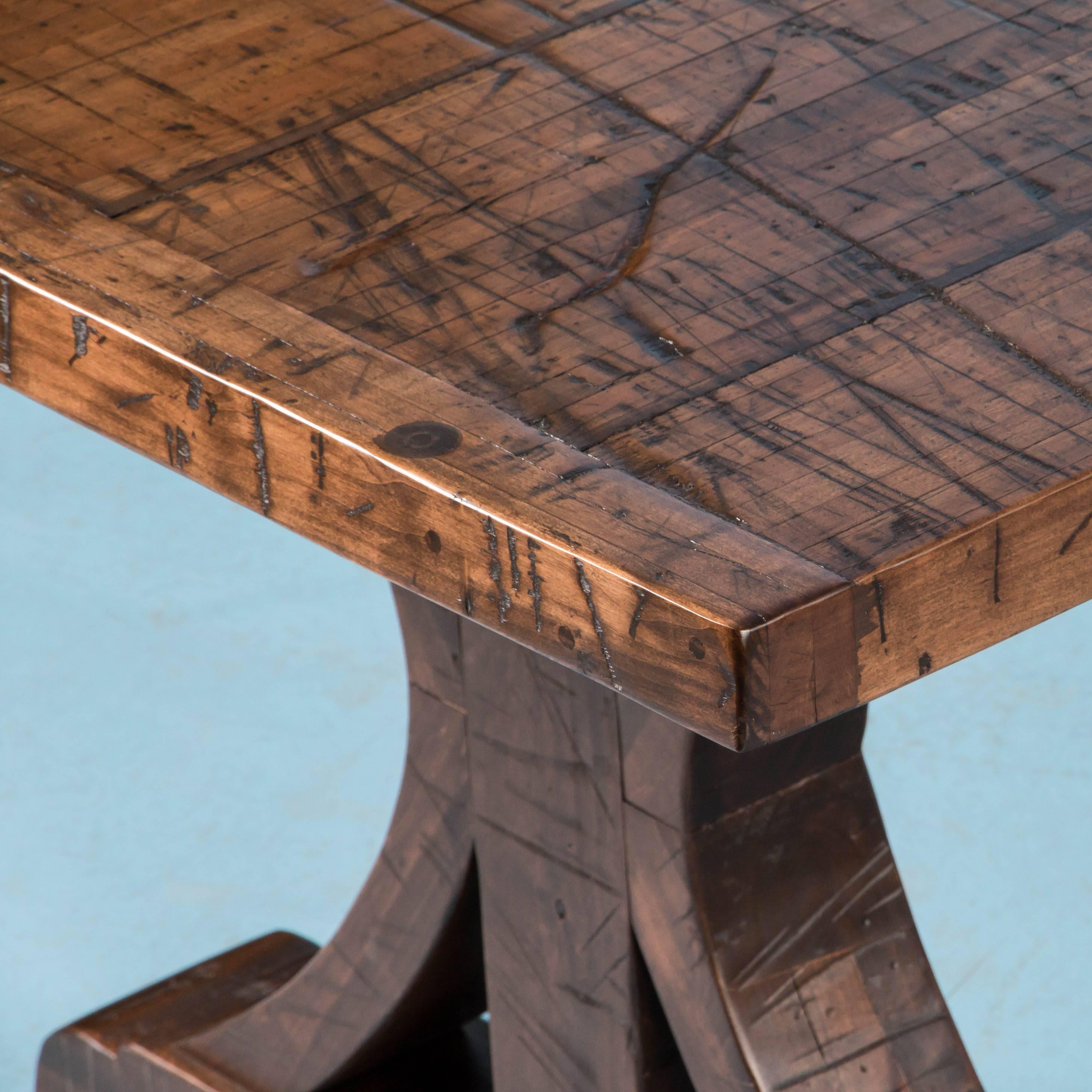 American Maple Dining Table Made from Reclaimed Box Car Flooring
