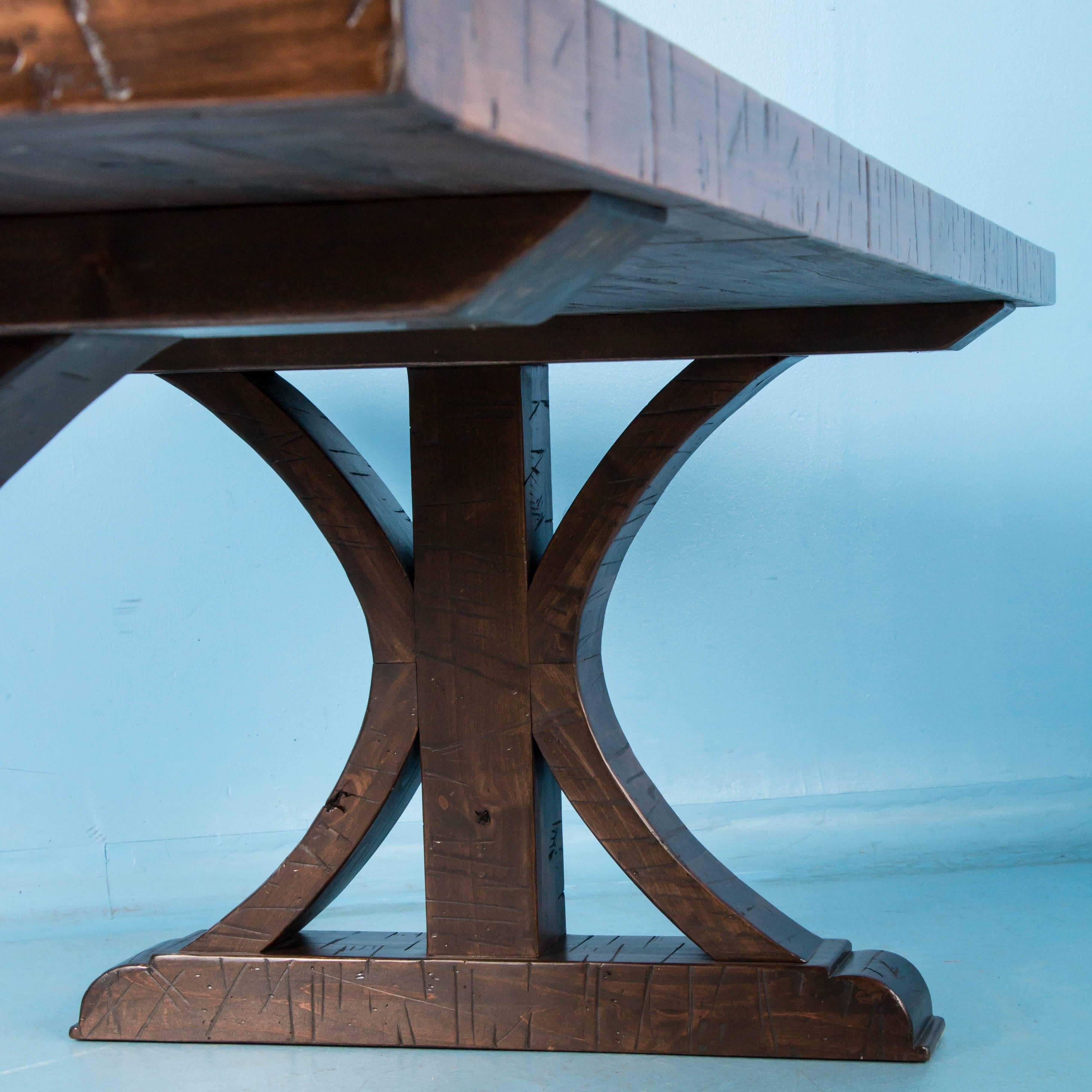 Maple Dining Table Made from Reclaimed Box Car Flooring In Good Condition In Round Top, TX