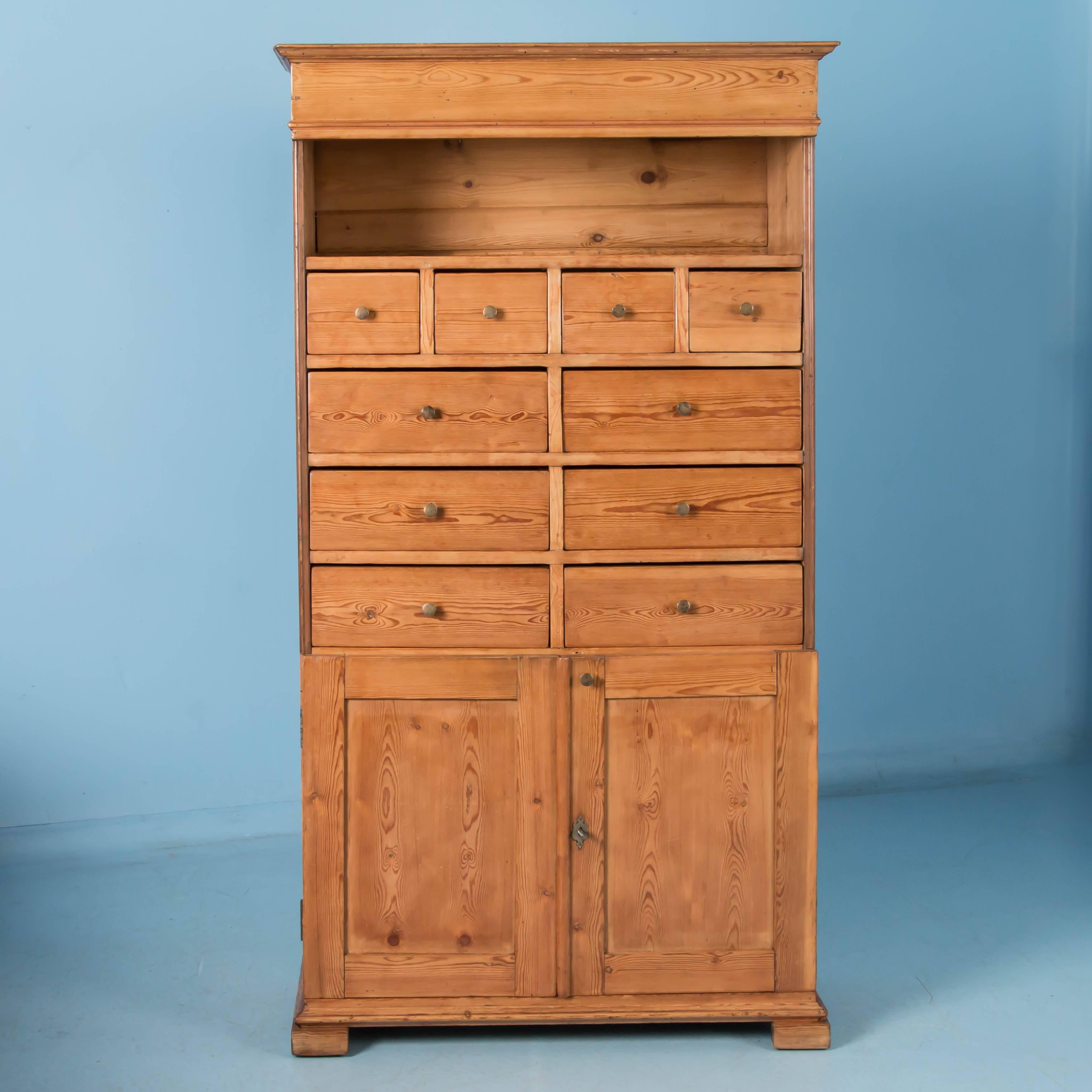 Antique 19th Century Danish Pine Cabinet with Multiple Drawers 2