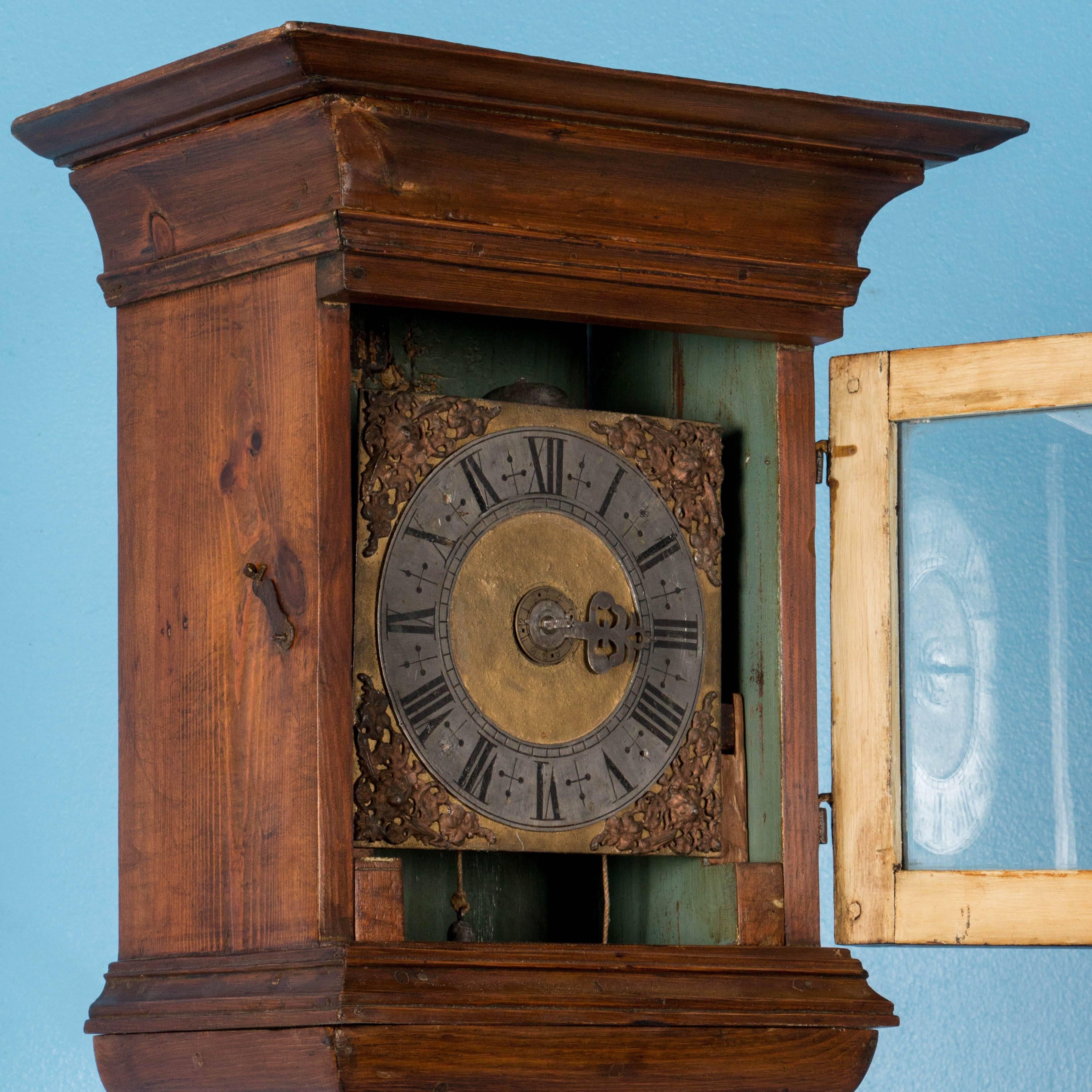 antique pine grandfather clock