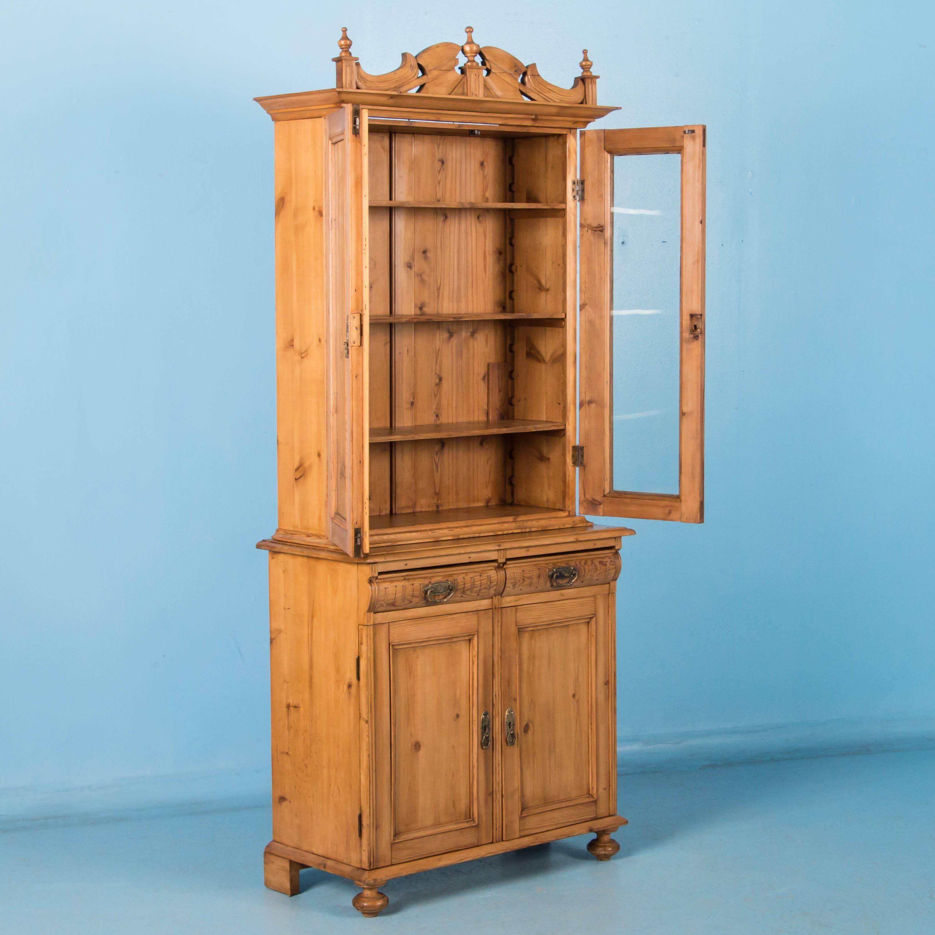 Danish Tall Antique 19th Century Pine Bookcase Cabinet from Denmark