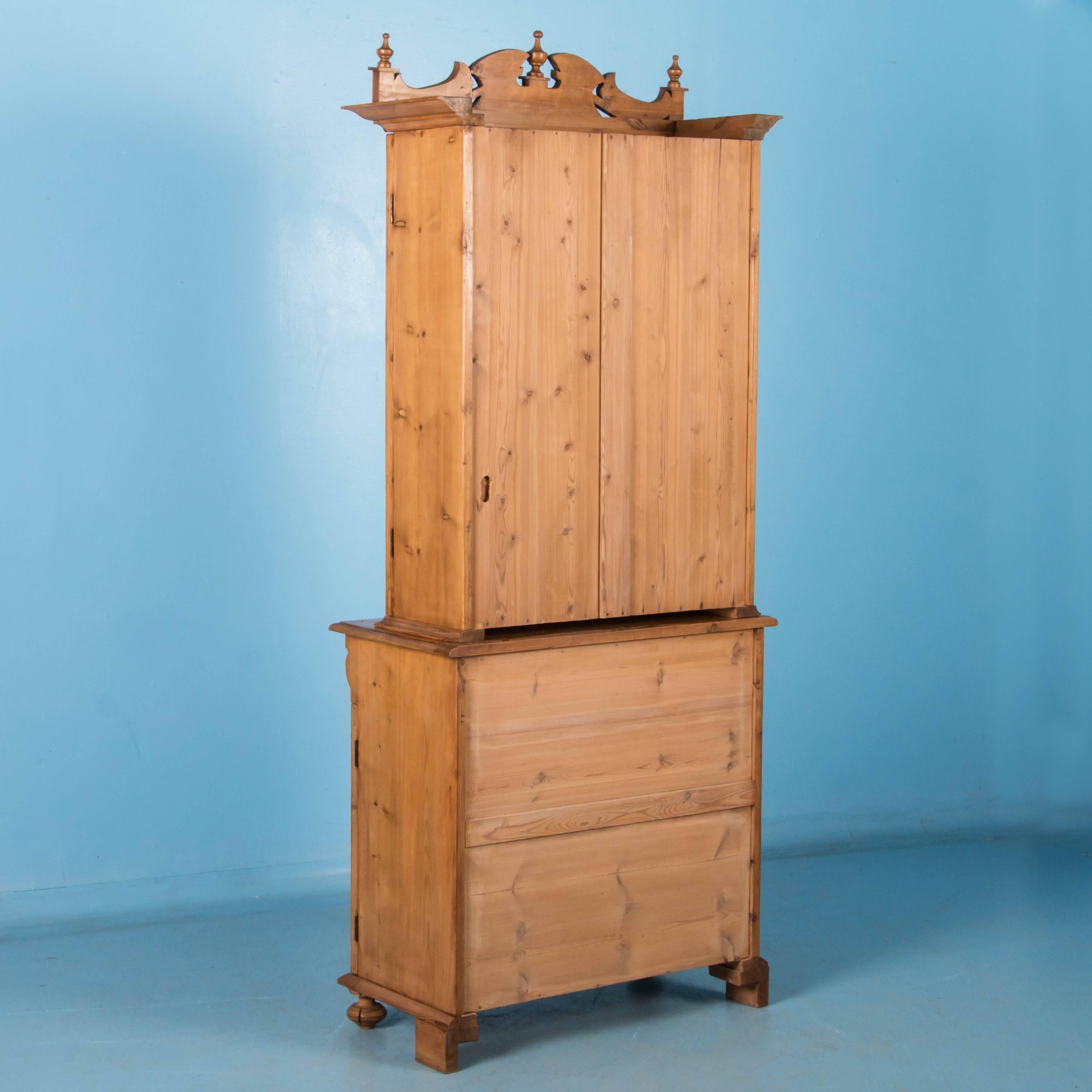 Tall Antique 19th Century Pine Bookcase Cabinet from Denmark 1