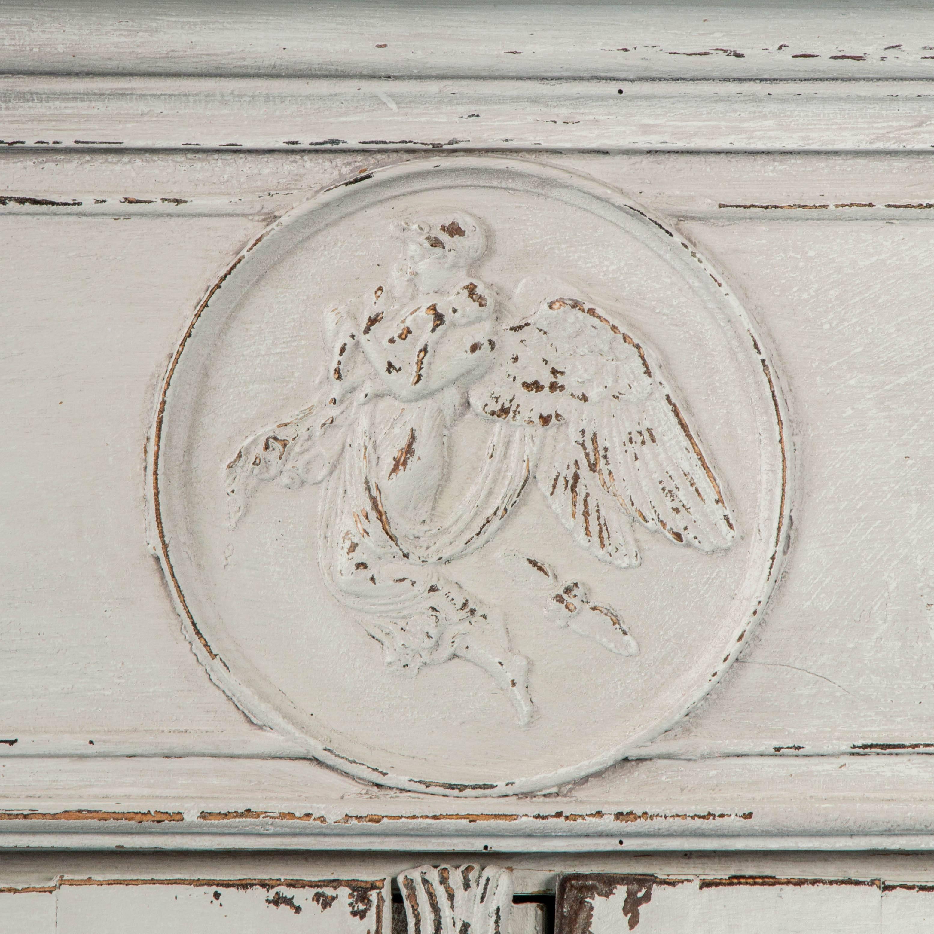 Antique 19th Century Light Gray Swedish Neoclassical Two-Door Cabinet 3