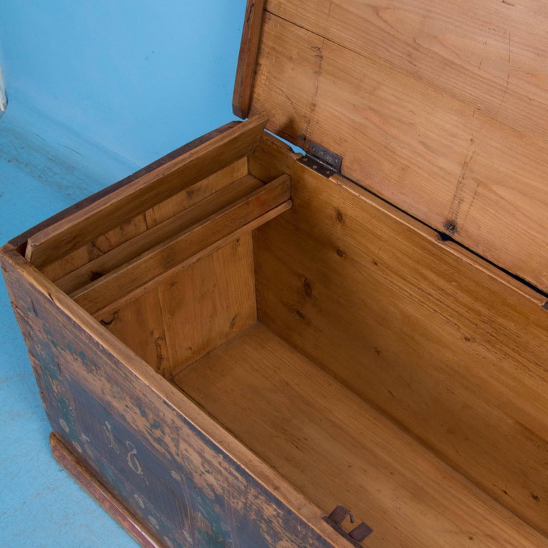 Delightful Folk Art Painted Antique Trunk from Romania at 1stDibs