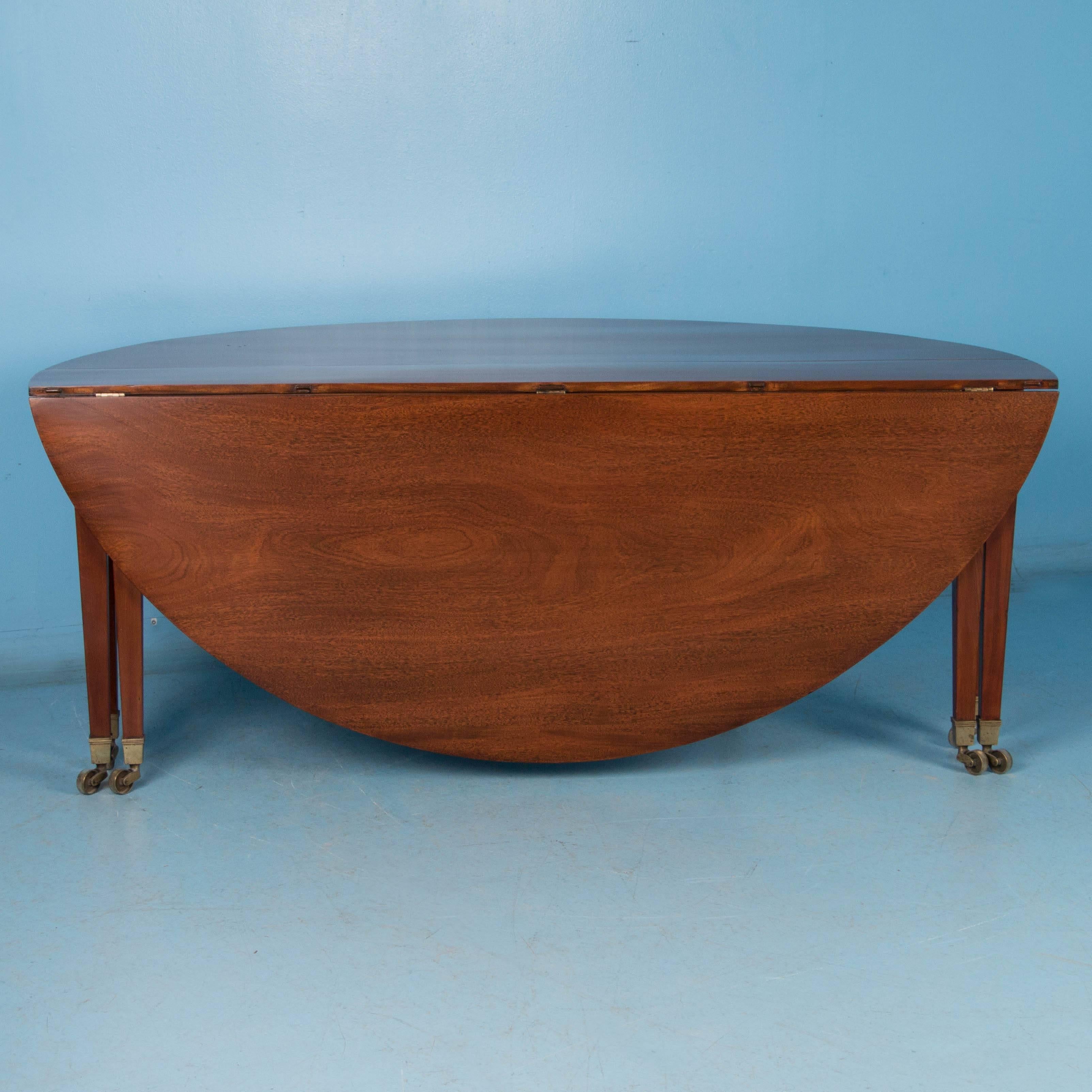 Karl Johan Large Antique Mahogany Drop Leaf Table, Also Serves as Console Table