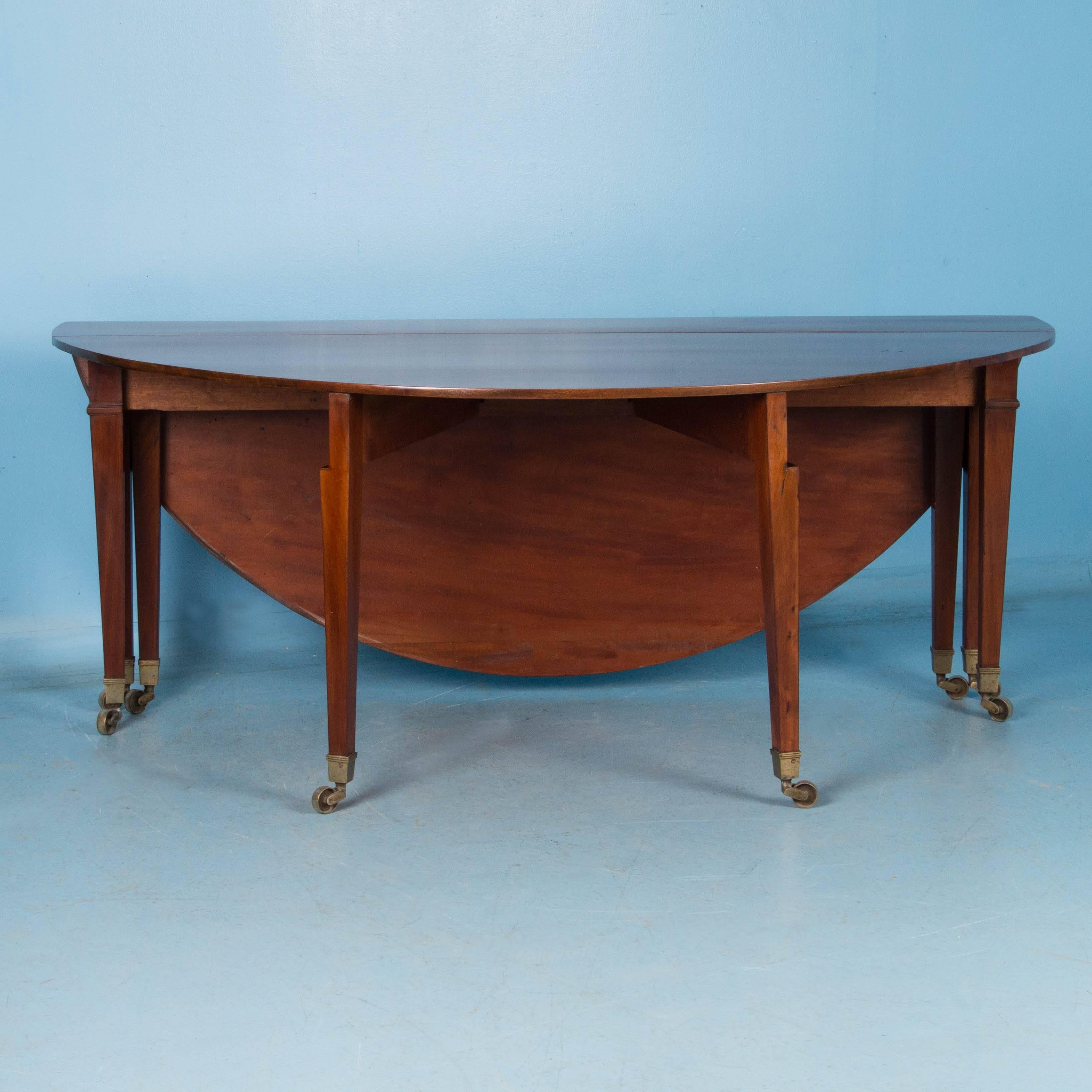 19th Century Large Antique Mahogany Drop Leaf Table, Also Serves as Console Table