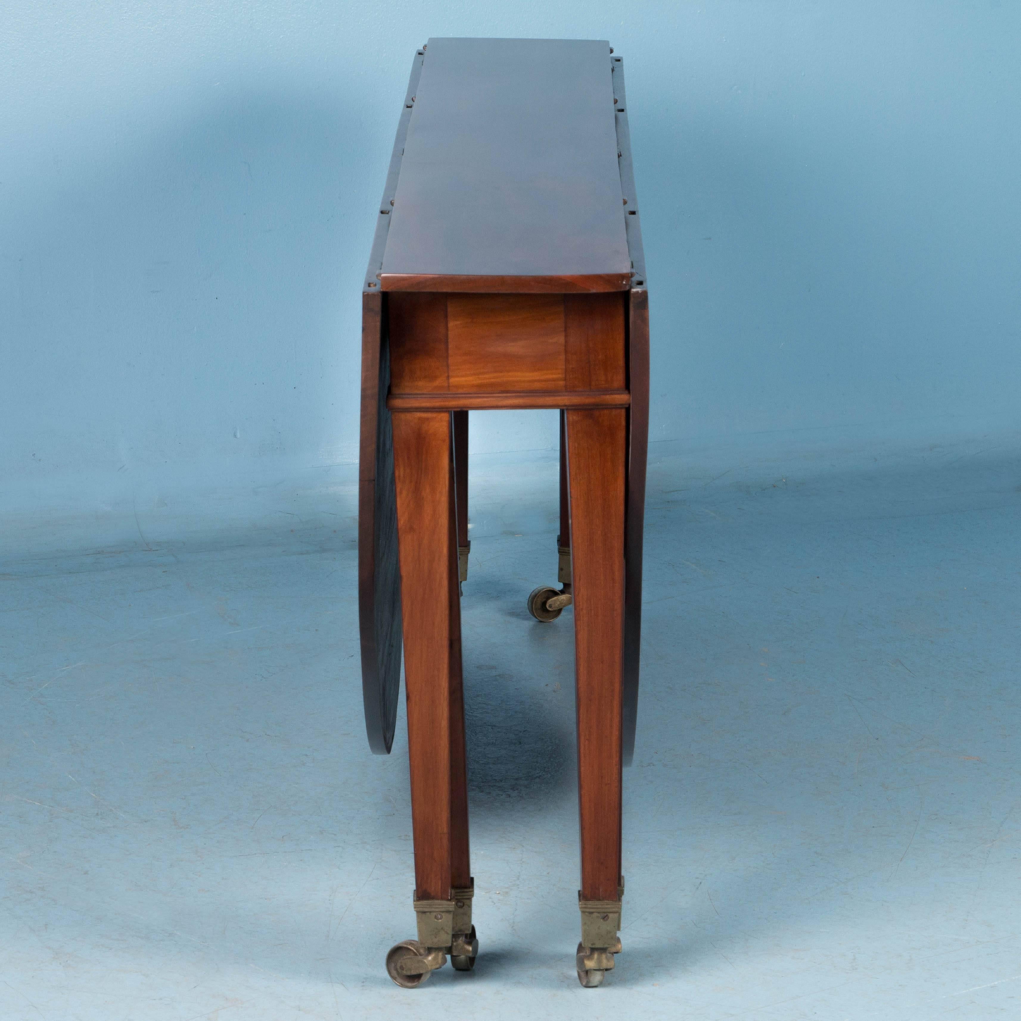 Swedish Large Antique Mahogany Drop Leaf Table, Also Serves as Console Table