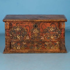 Antique Romanian Trunk with Original Folk Art Paint