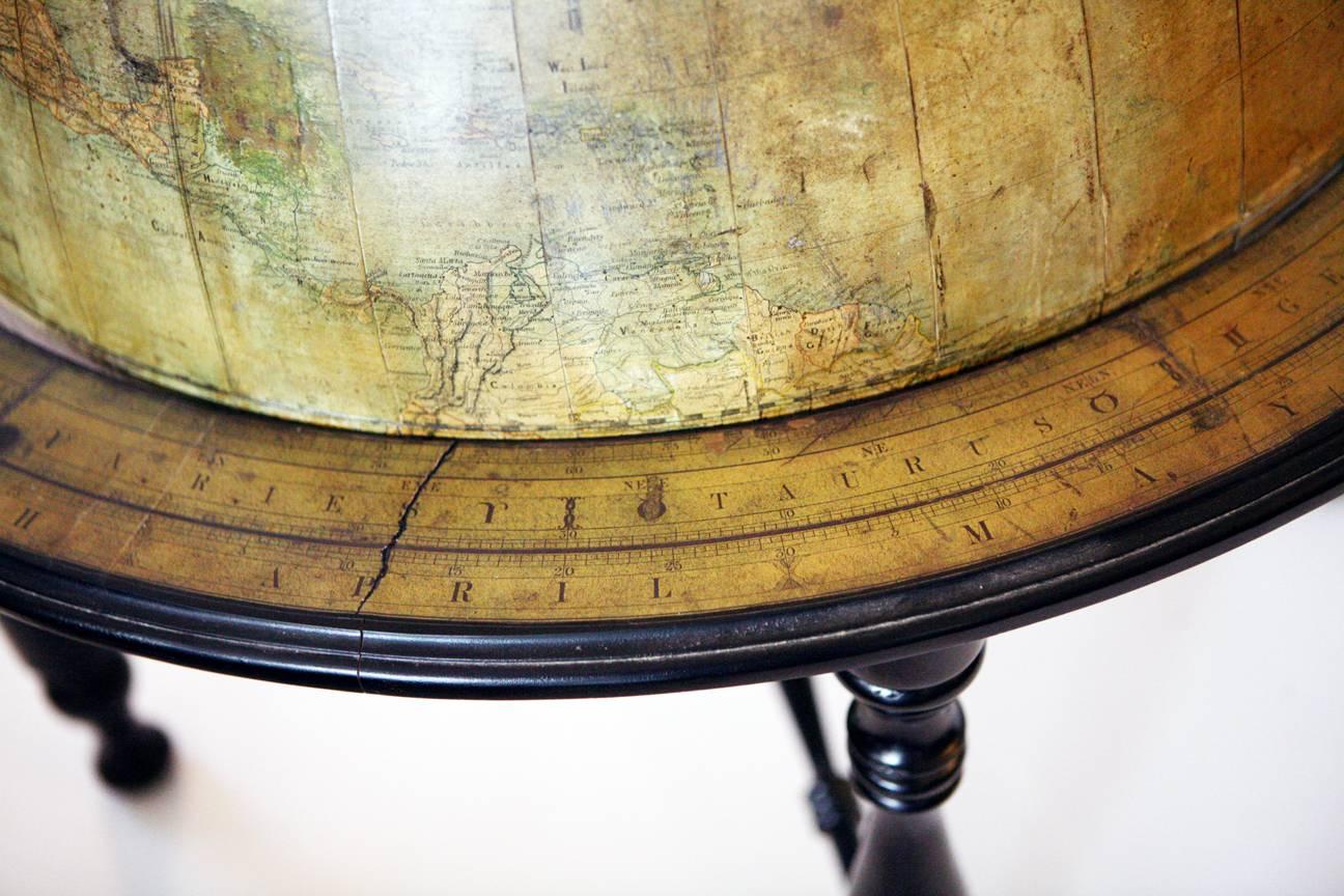 Carved Large Terrestrial Library Globe For Sale