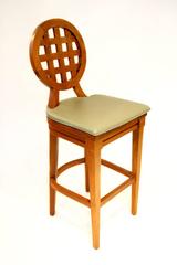 Set of Three McGuire Portico Teak Barstools with Leather Cushions