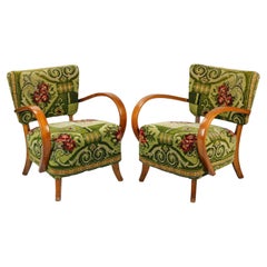 Art Deco Armchair, H237 by Jindrich Halabala, Flower Patterned Upholstery