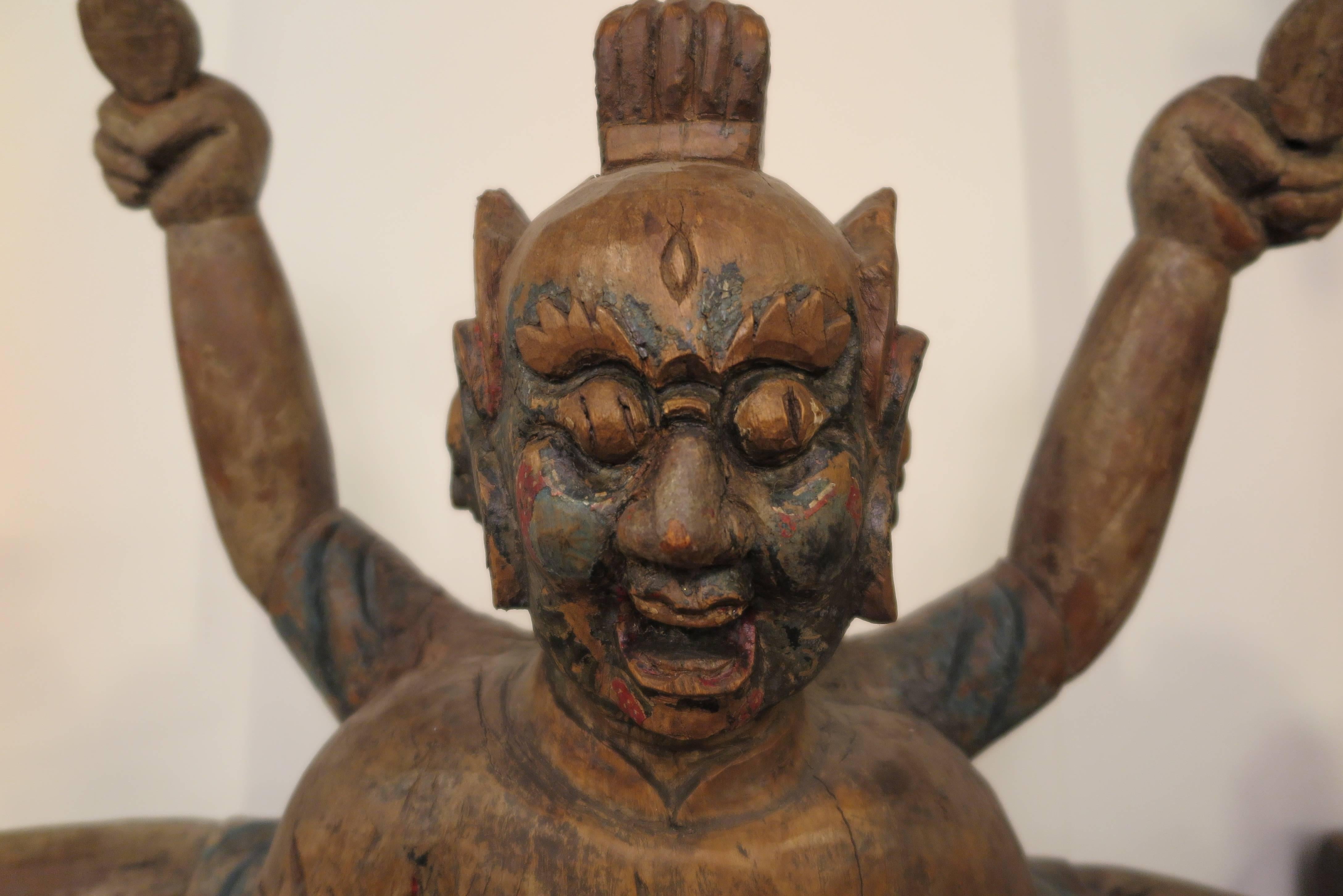 Wood 17th - 18th Century Buddha Statue, 