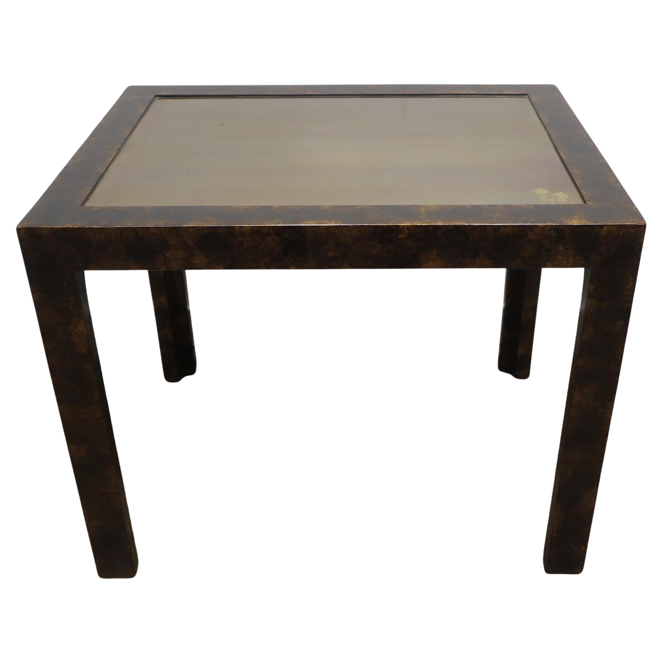 John Widdicomb Patinated Brass Inlay Side Table For Sale