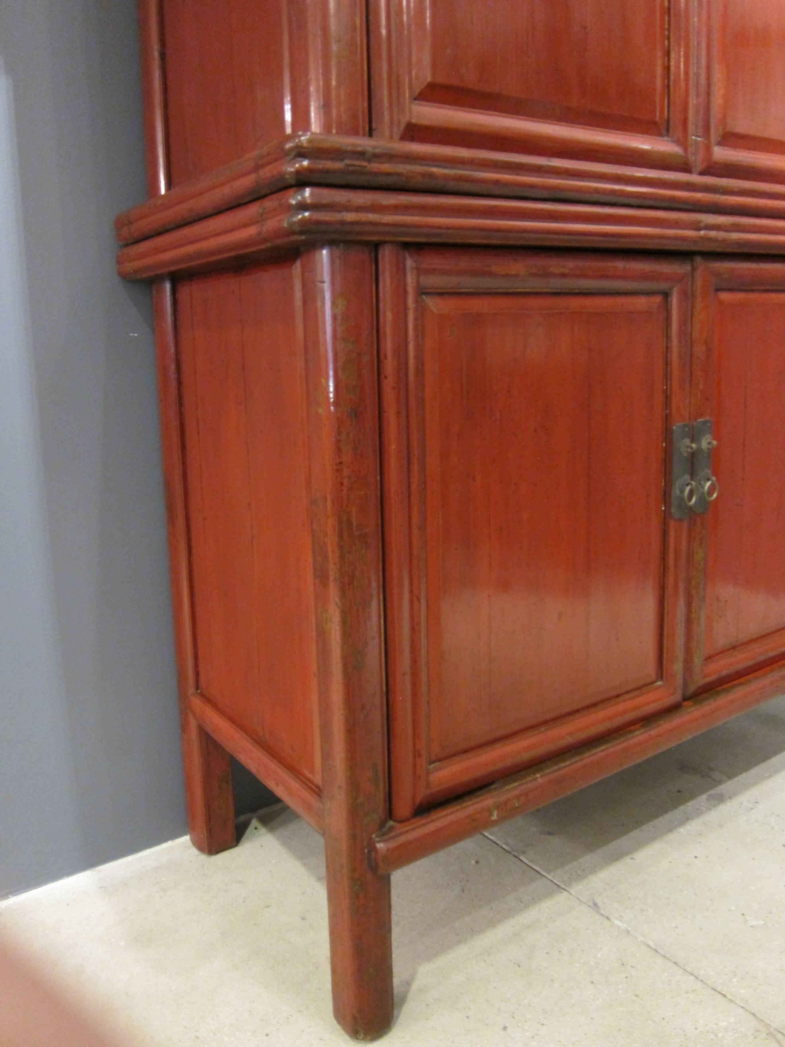 19th Century Two-Part Chinese Tapered Cabinet Armoire 2
