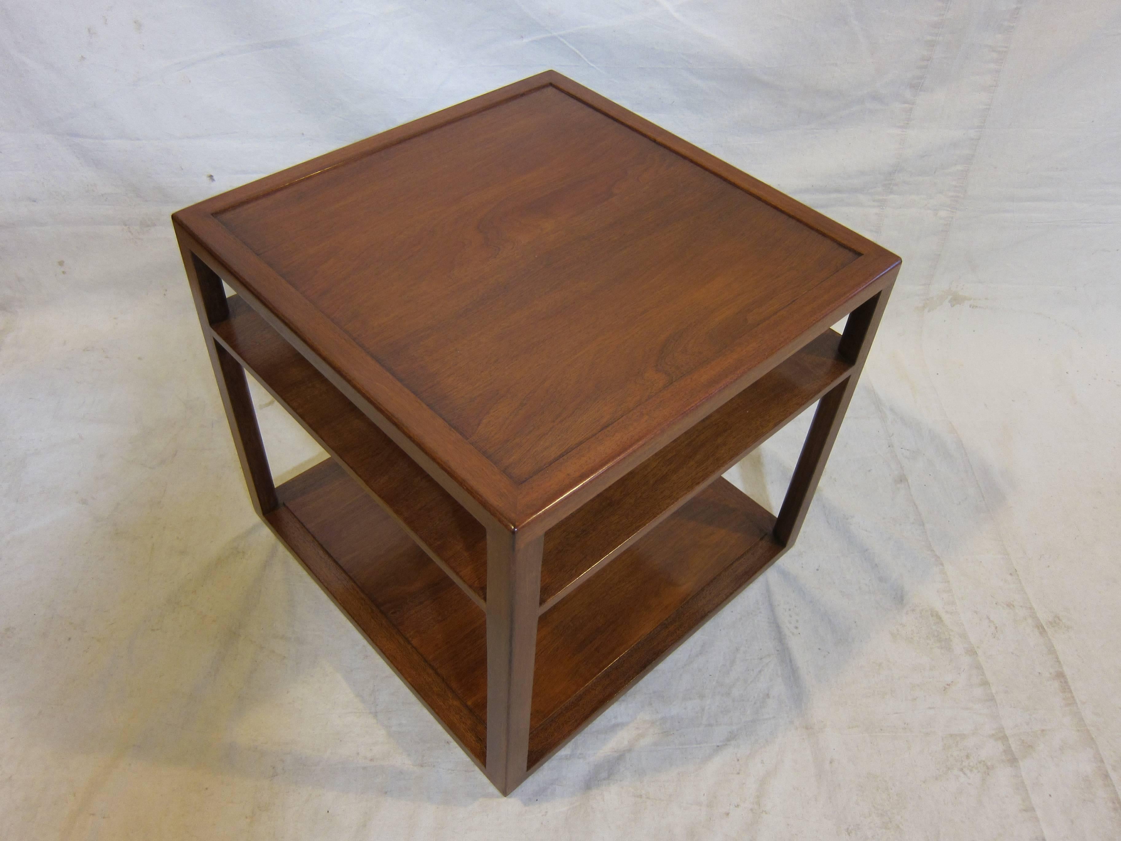 Edward Wormley "Dunbar For Modern"  mahogany side table.  Excellent condition with brass tag to underside.  This table is an early entry to Edward Wormley's designs of Modern style and his start with Dunbar Furniture co., beginning in 1947