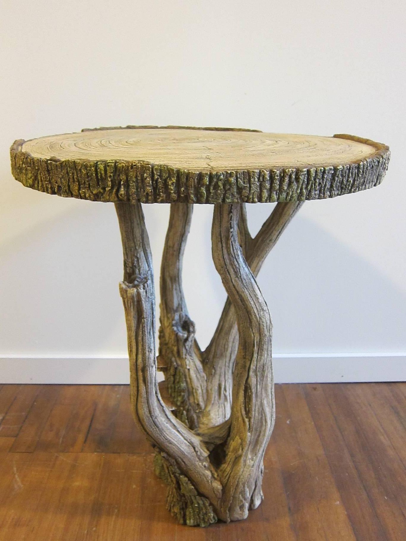 Suzy Ventura handcrafted stone table. Built on a steel frame using a special cement aggregate designed, formed, and crafted by hand. A one of a kind piece made to last a lifetime inside or outside. Top of the table is designed for water run off.