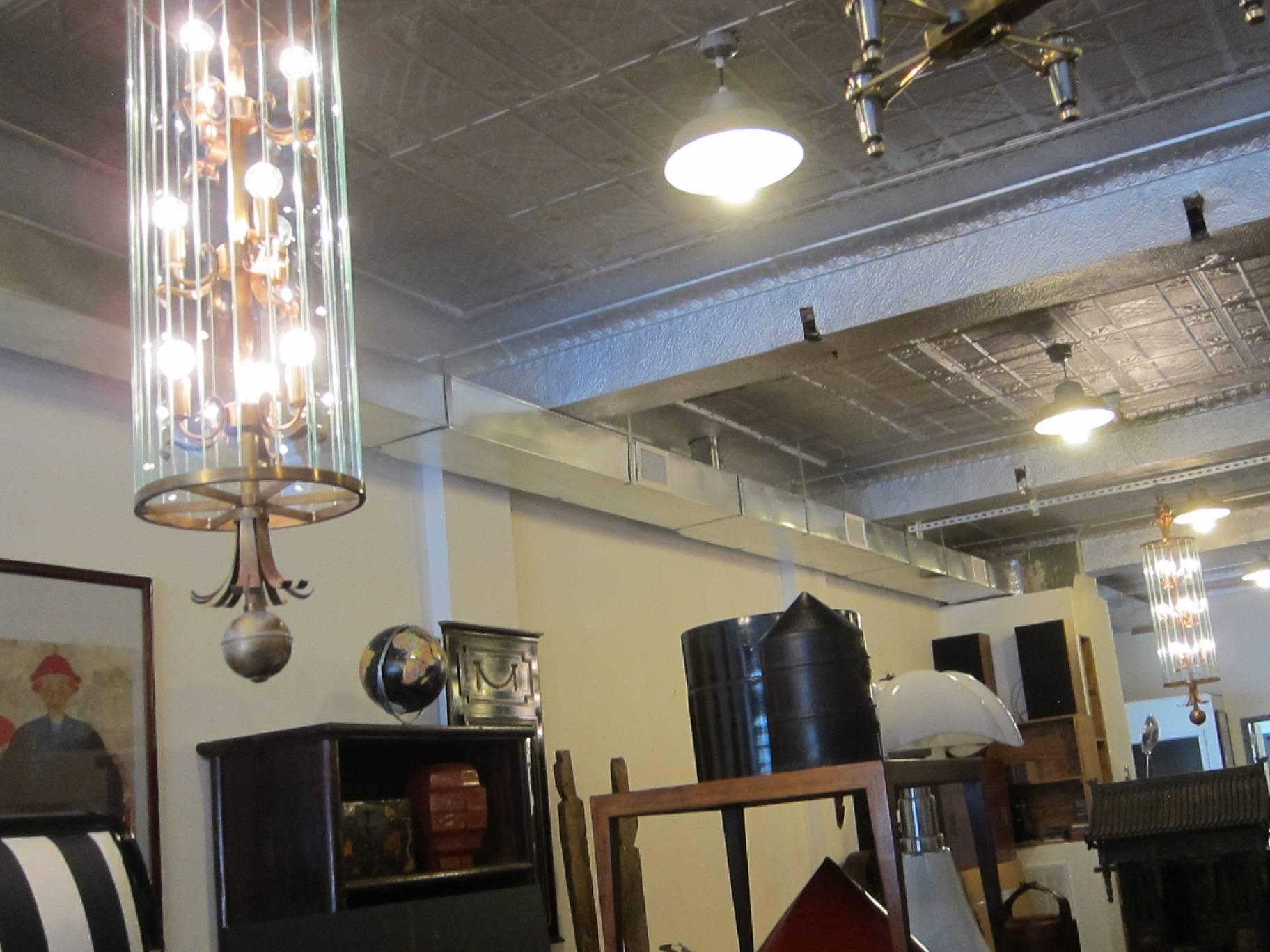 Pair of Monumental Art Deco Lantern Chandeliers For Sale 3