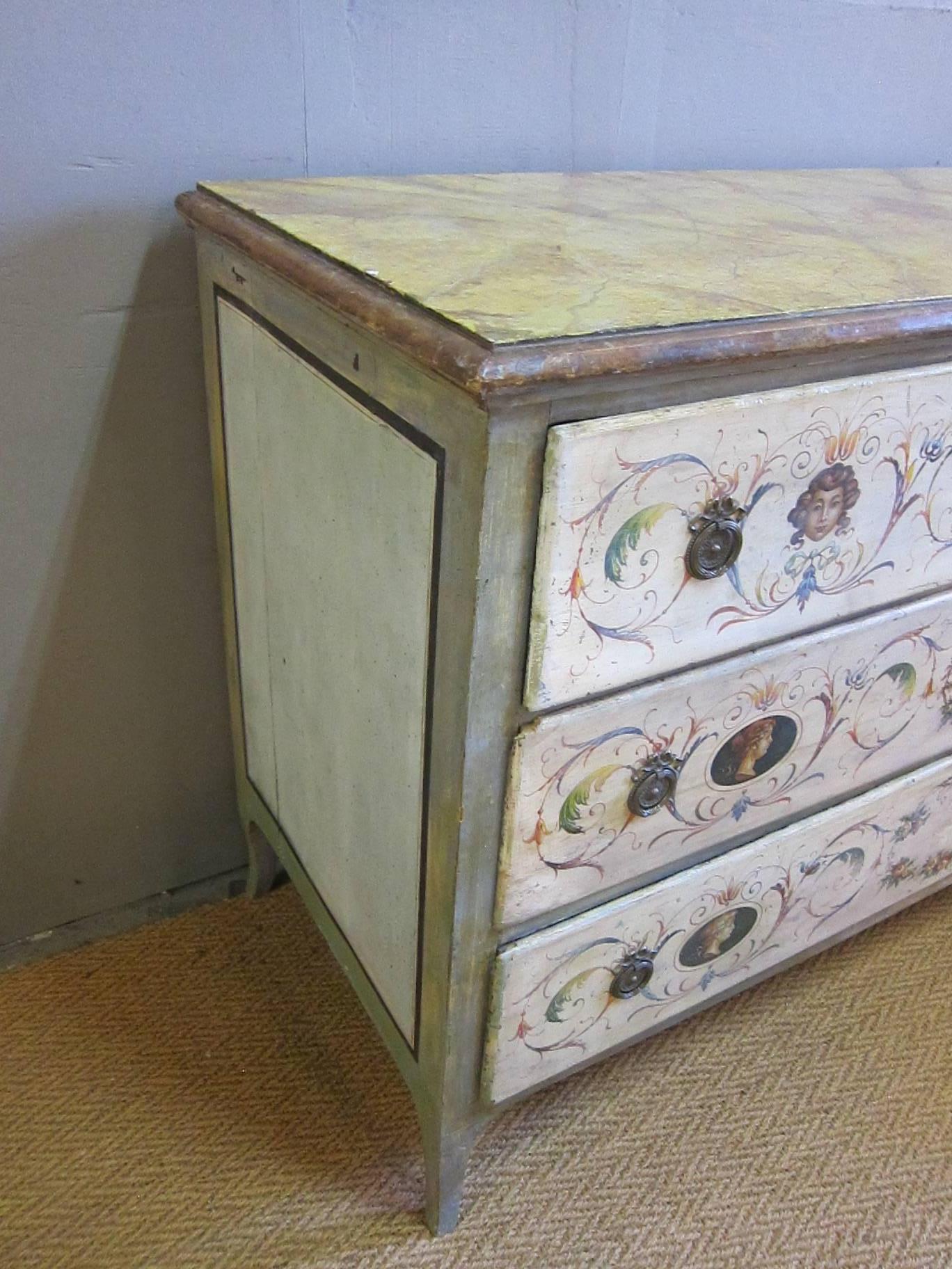 Early 19th Century 19th Century Italian Painted Chest of Drawers