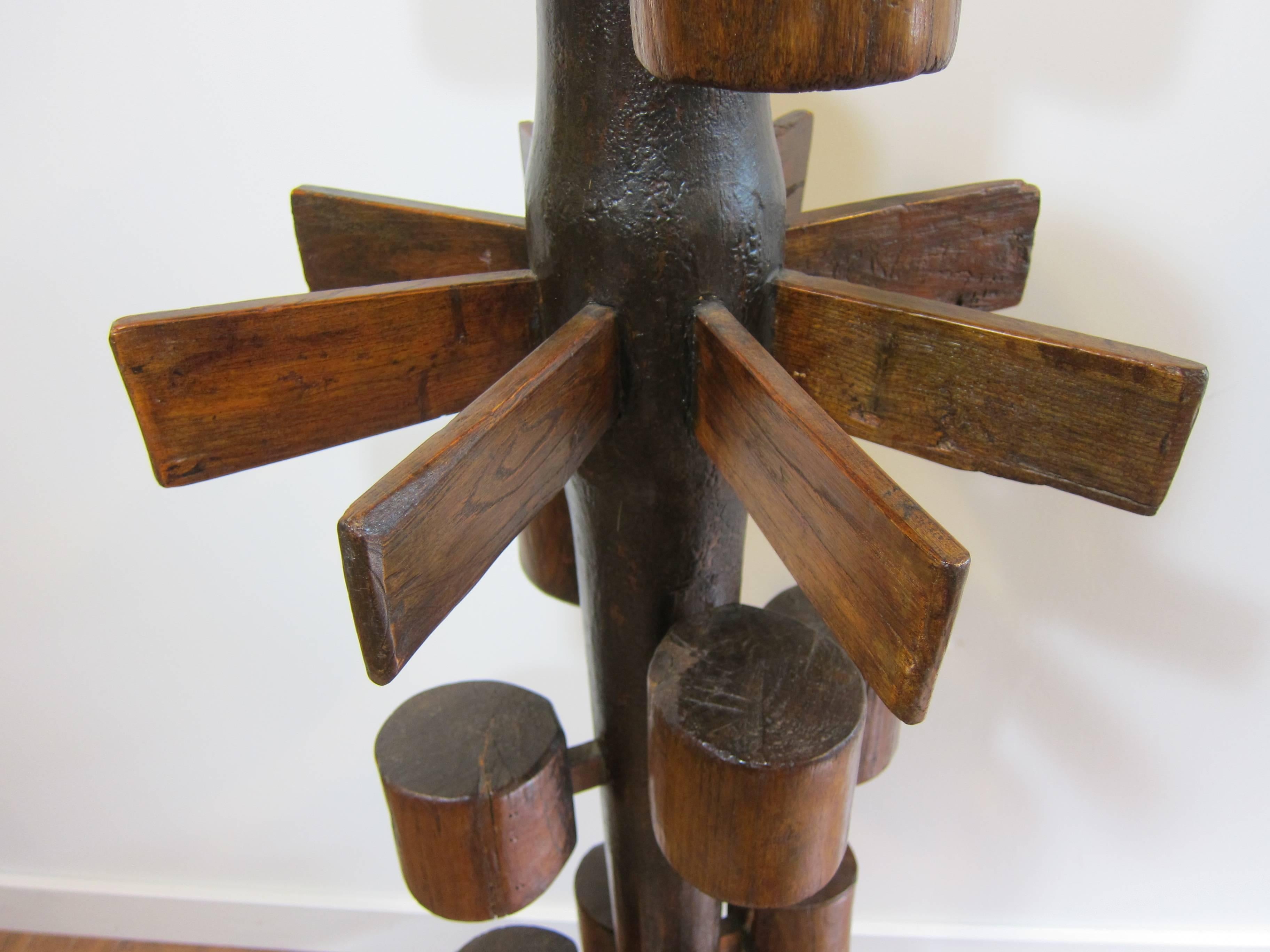 Asian Wooden Sculpture Water Wheel For Sale