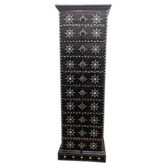Vintage 1990s Indonesian Lombok Tallboy Chest – Full Three-Sided Cukli Inlay