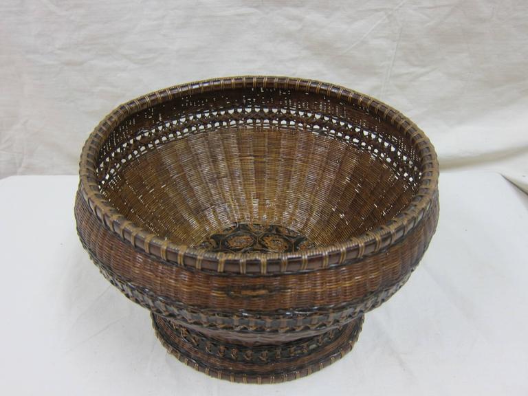 Antique Woven Basket Bowl at 1stDibs