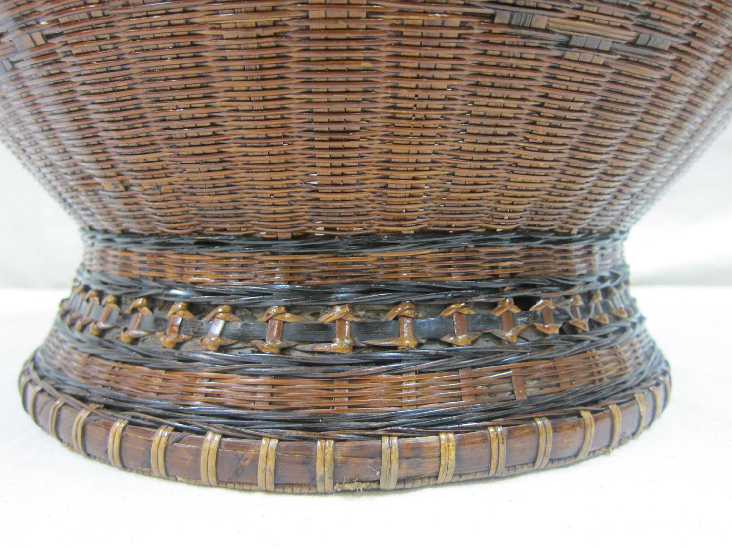 Antique Woven Basket Bowl For Sale at 1stdibs