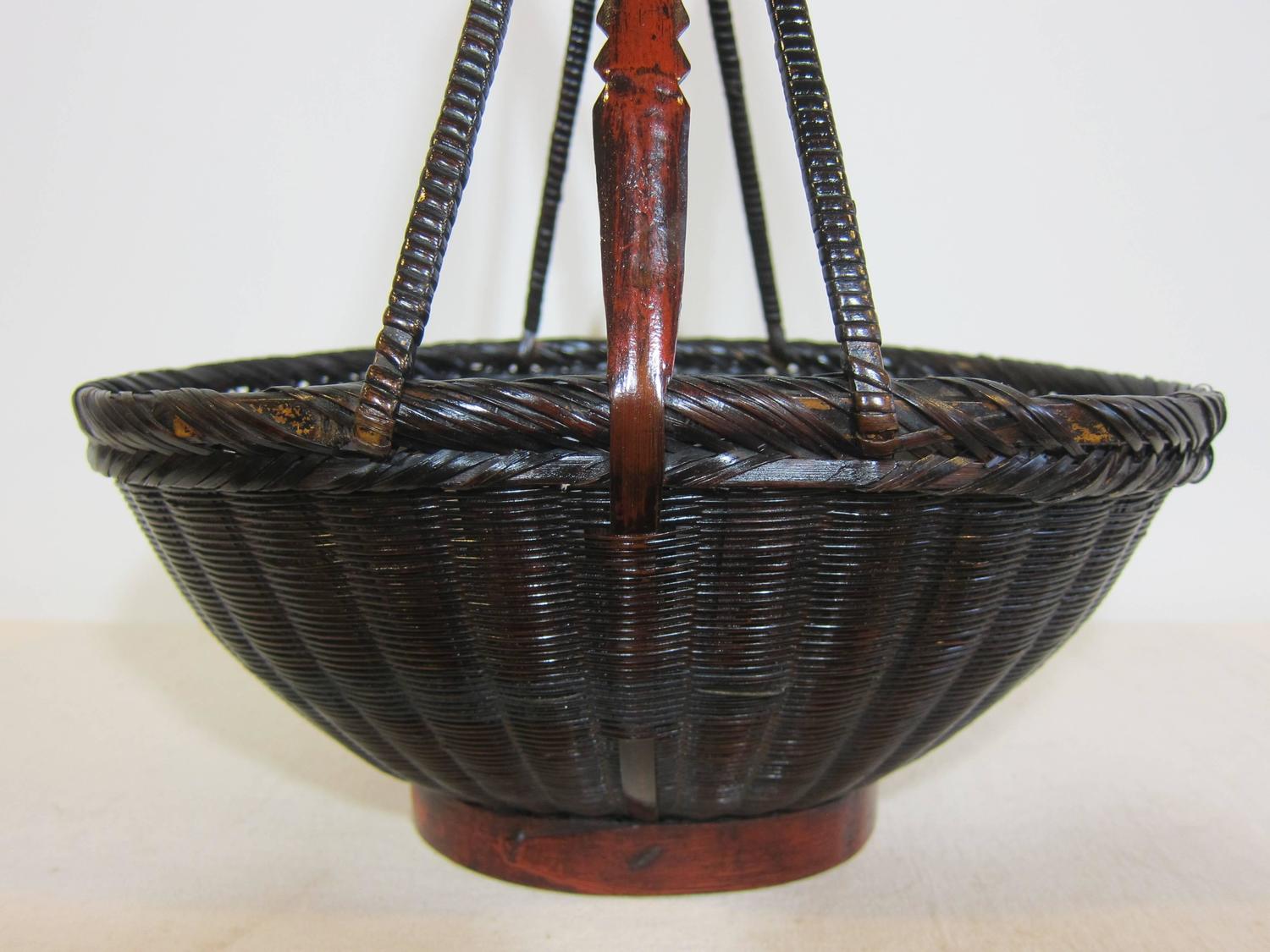 19th century Antique Woven Basket For Sale at 1stdibs