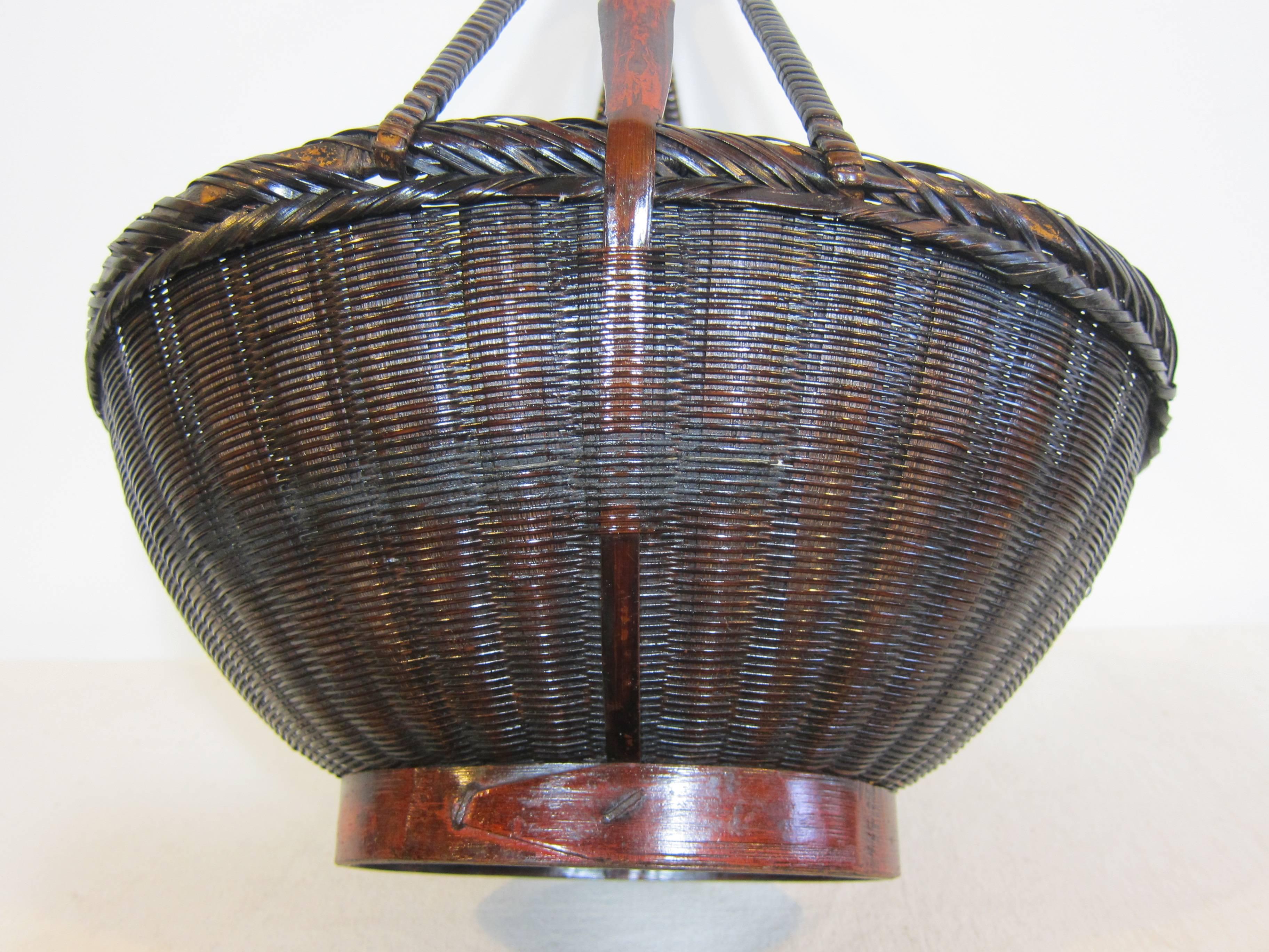 Antiker gewebter Korb aus dem 19. Jahrhundert (Qing-Dynastie) im Angebot